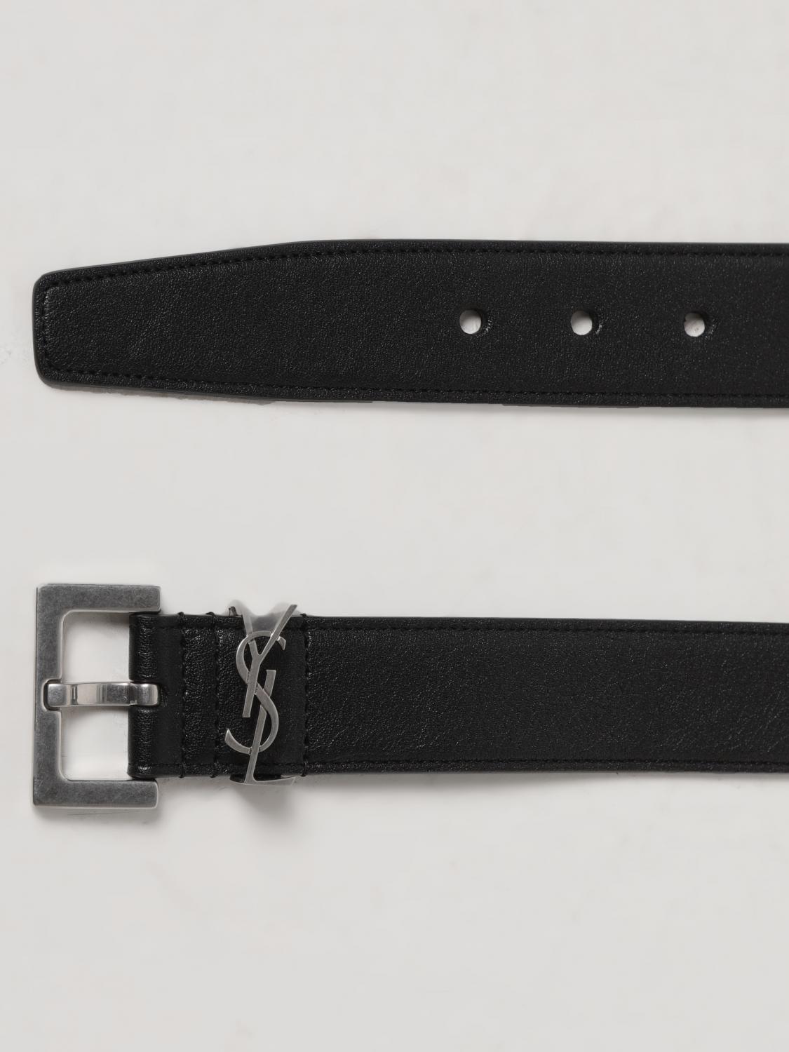 Saint Laurent Men Saint Laurent Ysl Monogram Lambskin Leather Belt SAINT LAURENT