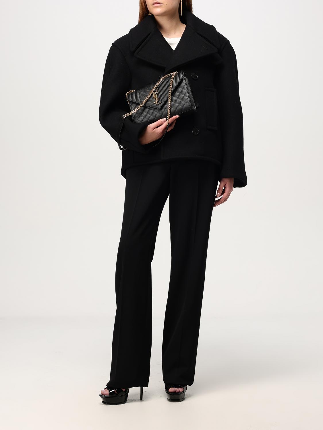 Saint Laurent Coat Woman Black SAINT LAURENT