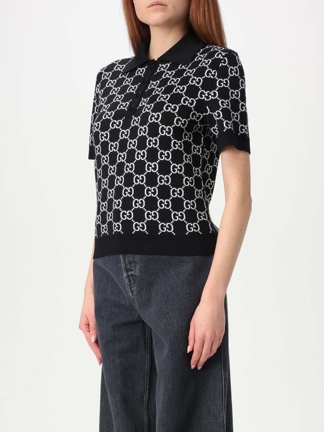 Gucci Women Gucci Jacquard Monogram Knit Polo Shirt GUCCI