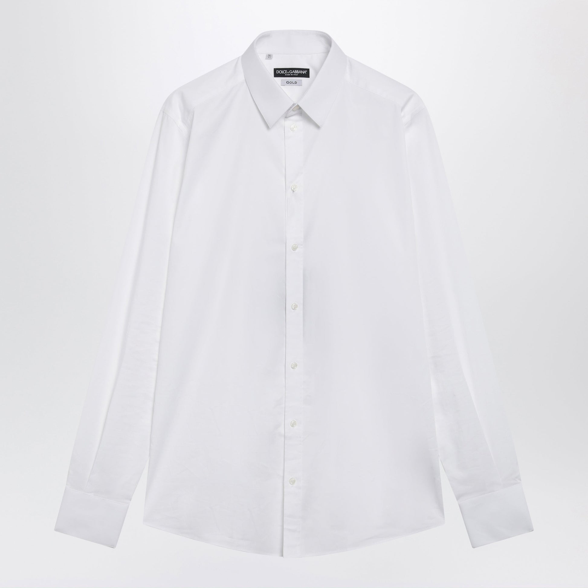 Dolce&Gabbana Gold Fit Stretch Poplin Shirt In Optical White Men DOLCE & GABBANA