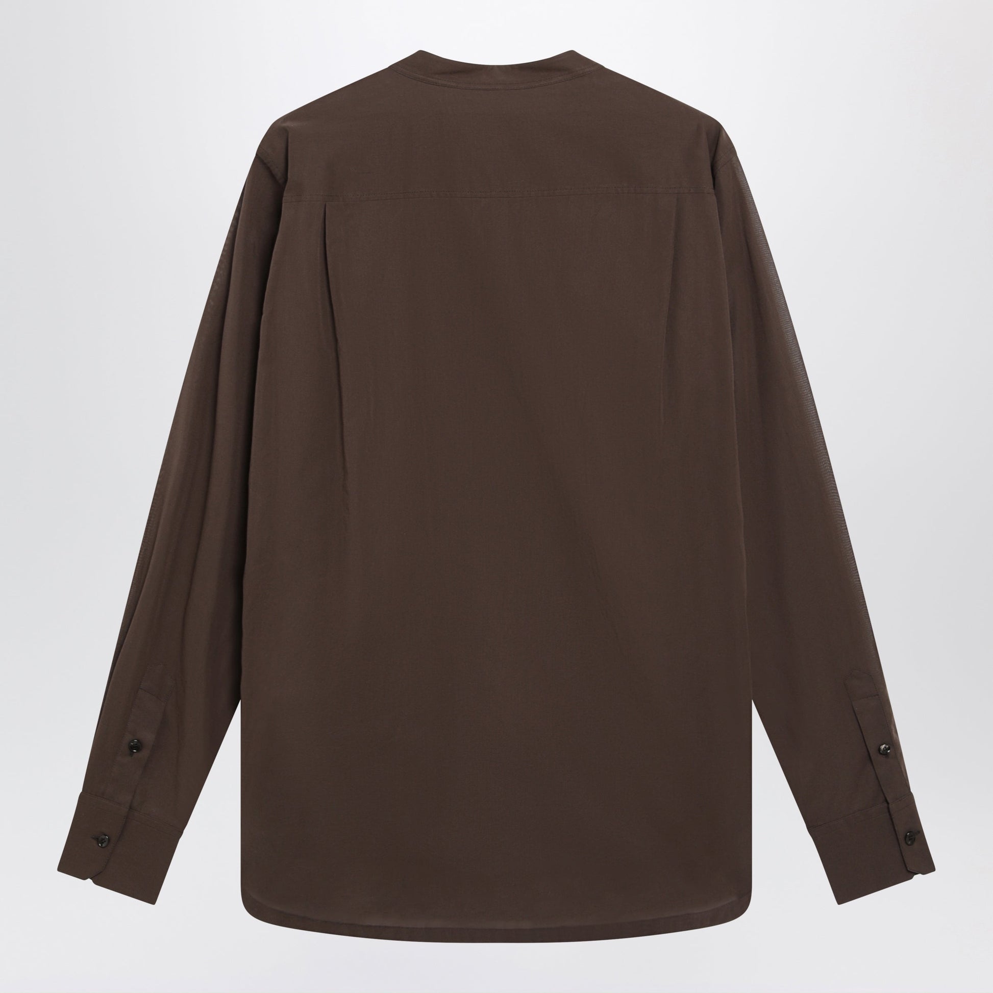 Dolce&Gabbana Brown Cotton Canvas Mandarin-Collar Shirt Men DOLCE & GABBANA