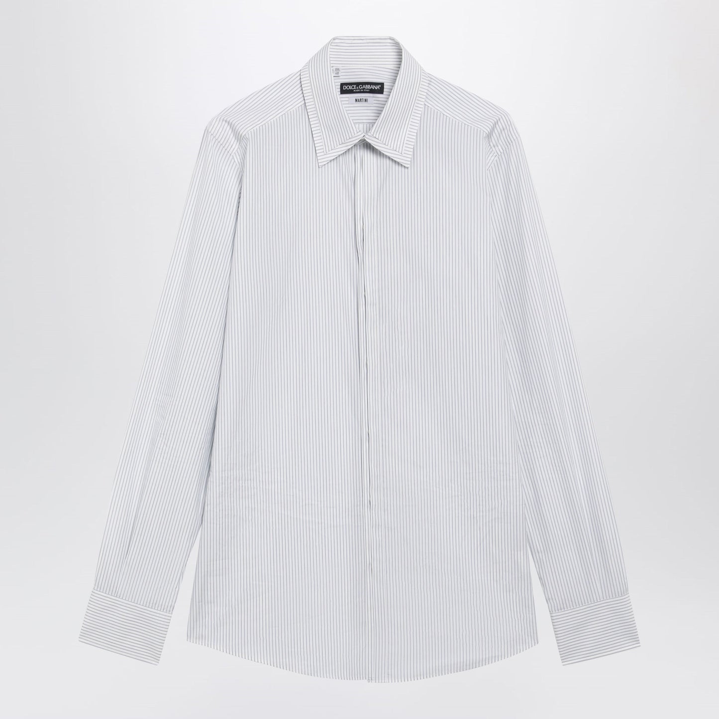 Dolce&Gabbana White Double-Collar Striped Shirt Men DOLCE & GABBANA