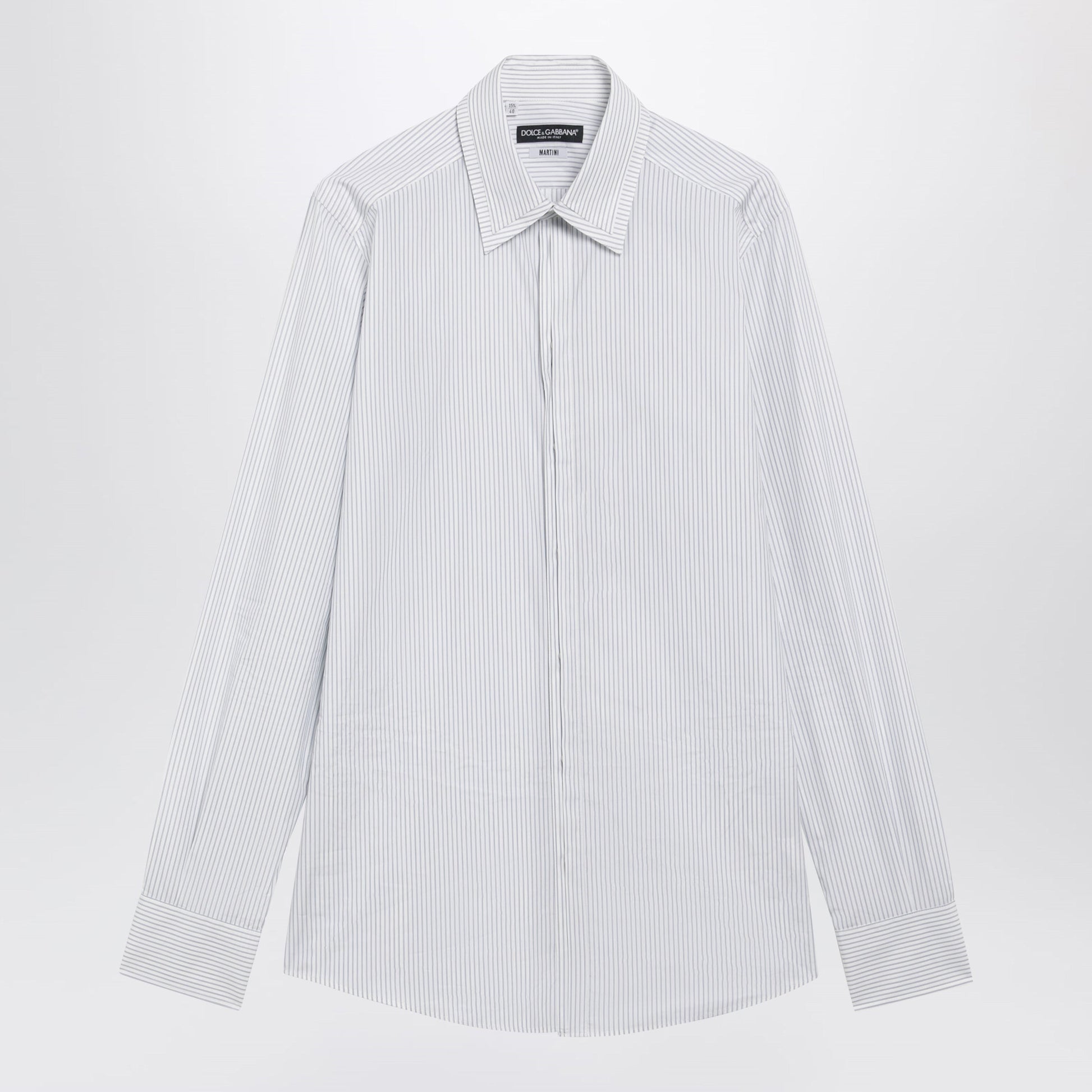 Dolce&Gabbana White Double-Collar Striped Shirt Men DOLCE & GABBANA