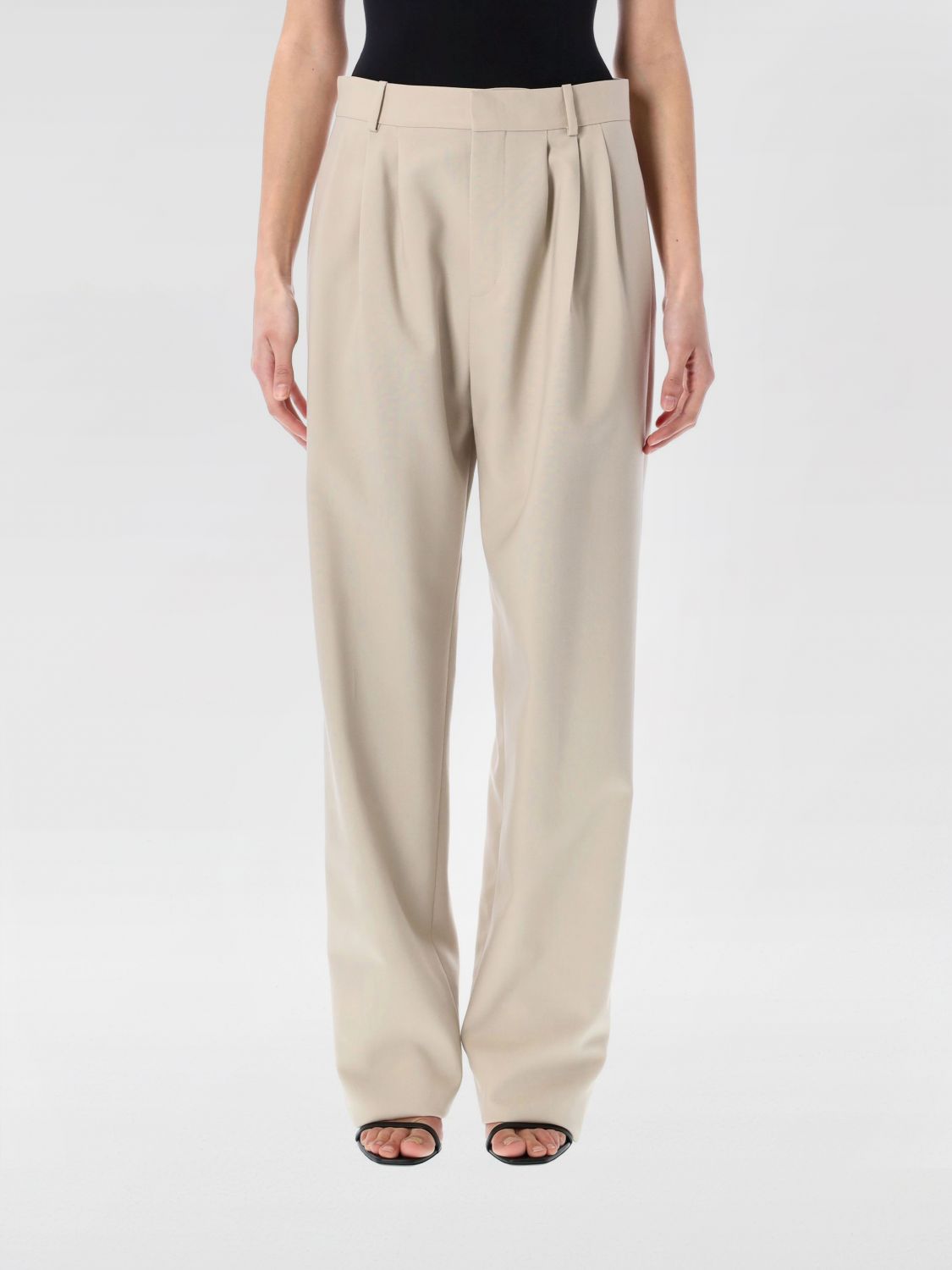 Saint Laurent Pants Woman Beige SAINT LAURENT