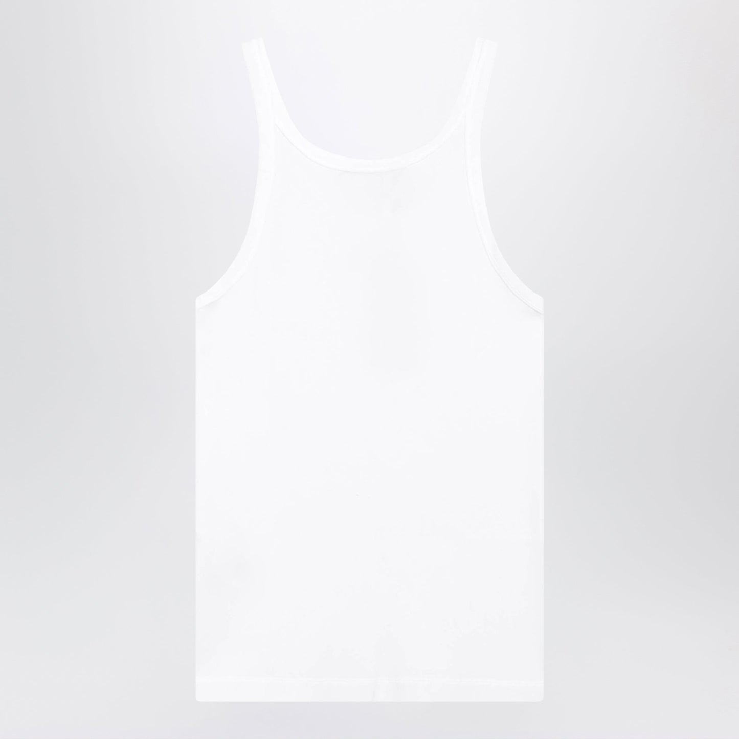 Dolce&Gabbana White Ribbed Cotton Tank Top With Logo Patch Men DOLCE & GABBANA