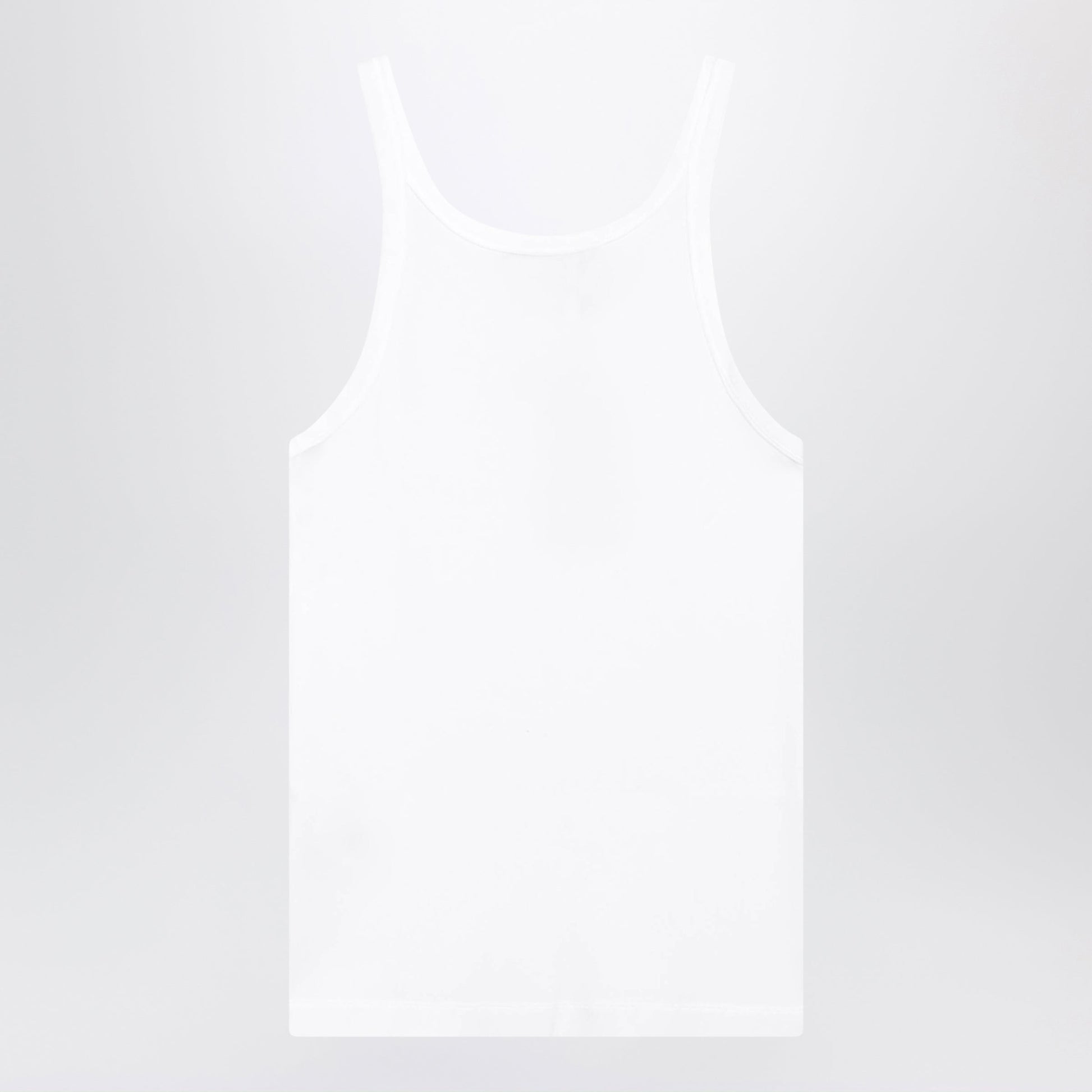 Dolce&Gabbana White Ribbed Cotton Tank Top With Logo Patch Men DOLCE & GABBANA