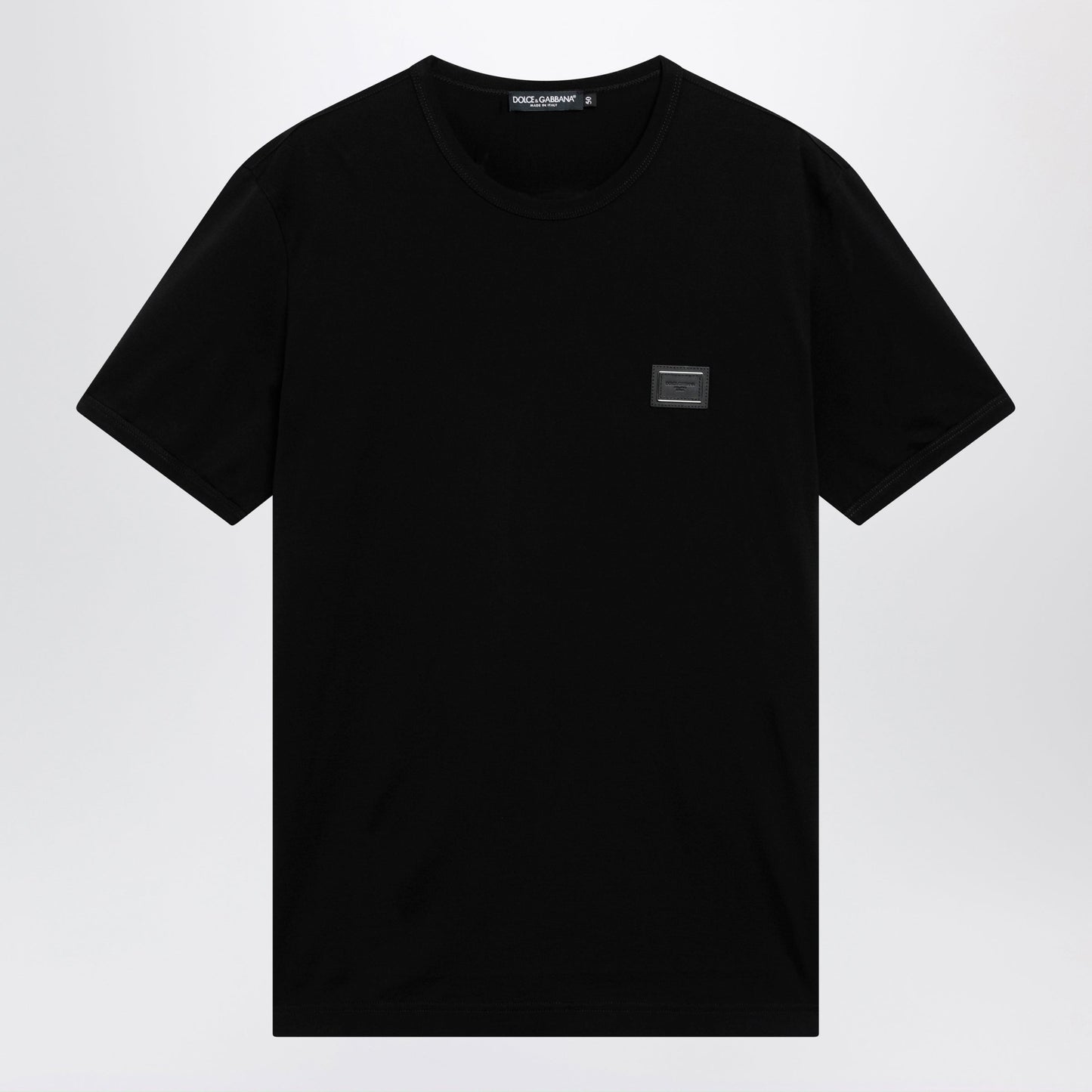 Dolce&Gabbana Cotton T-Shirt With Logo Plaque In Black Men DOLCE & GABBANA