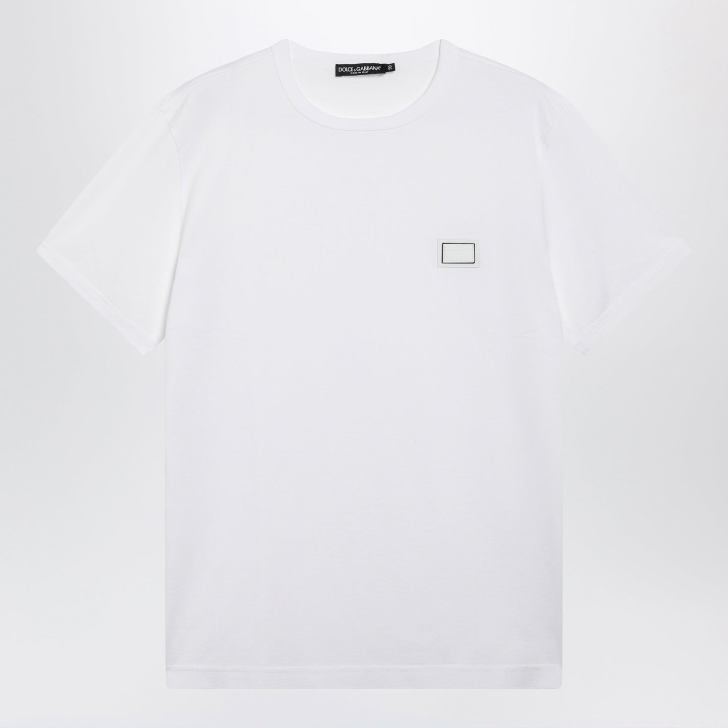 Dolce&Gabbana Cotton T-Shirt With Logo Plaque In Optic White Men DOLCE & GABBANA