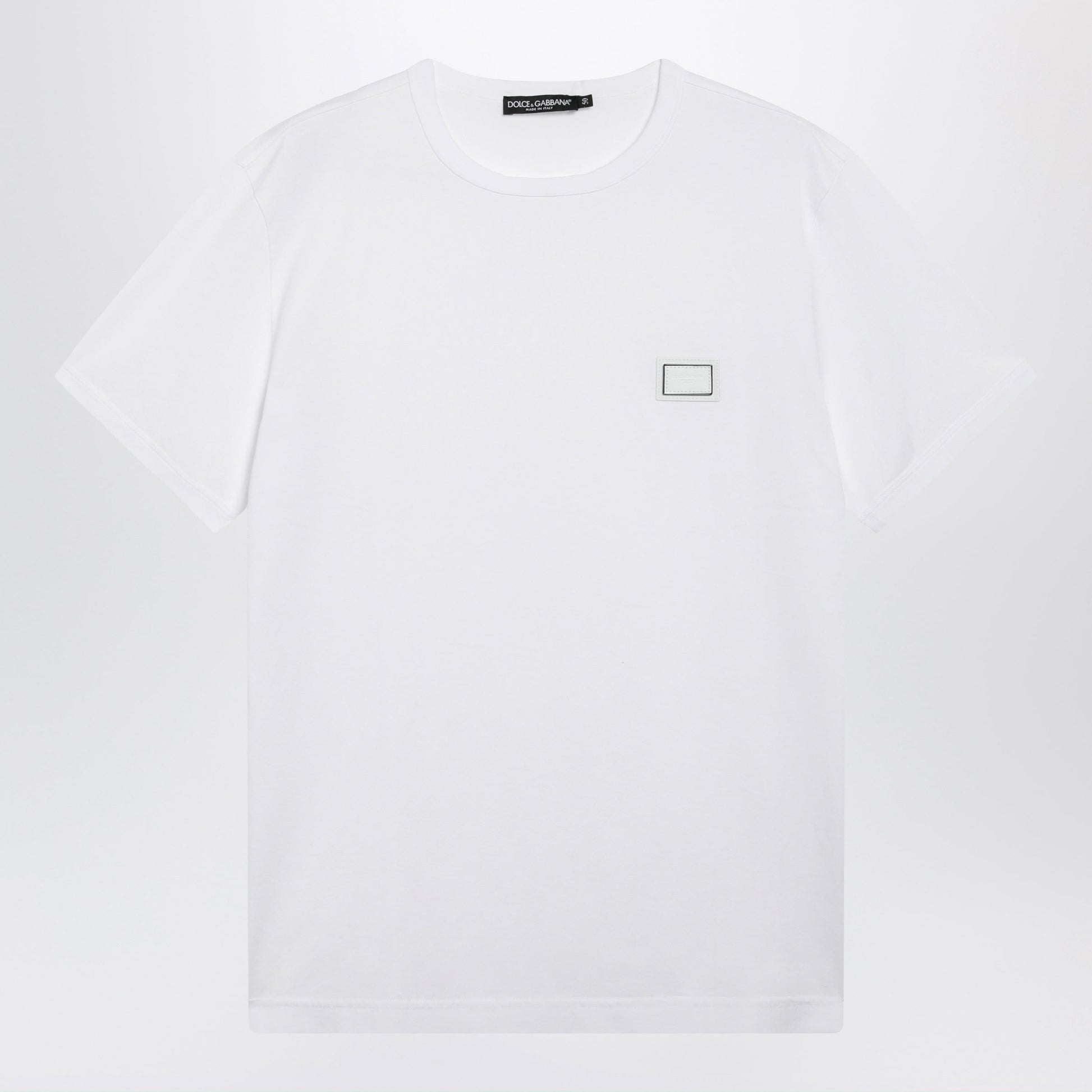 Dolce&Gabbana Cotton T-Shirt With Logo Plaque In Optic White Men DOLCE & GABBANA