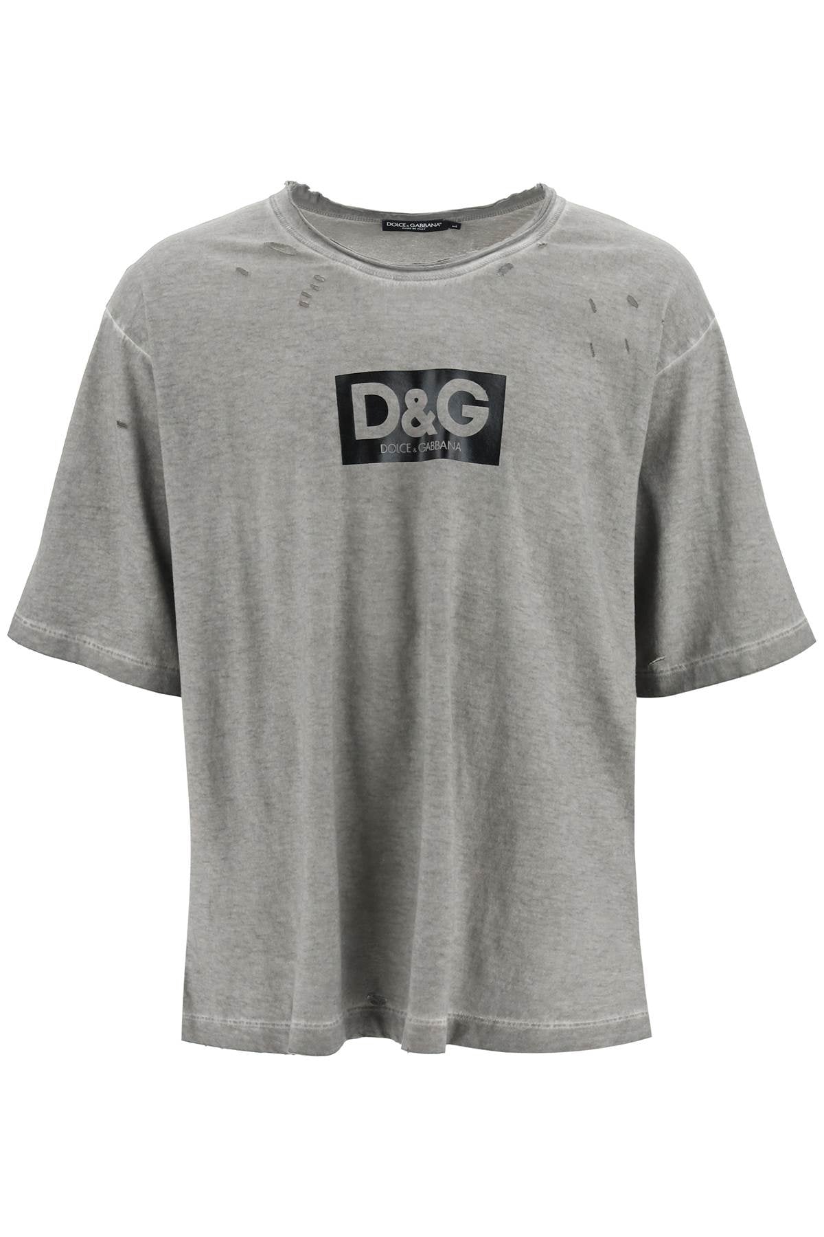 Dolce & Gabbana Washed Cotton T-Shirt With Destroyed Detailing Men