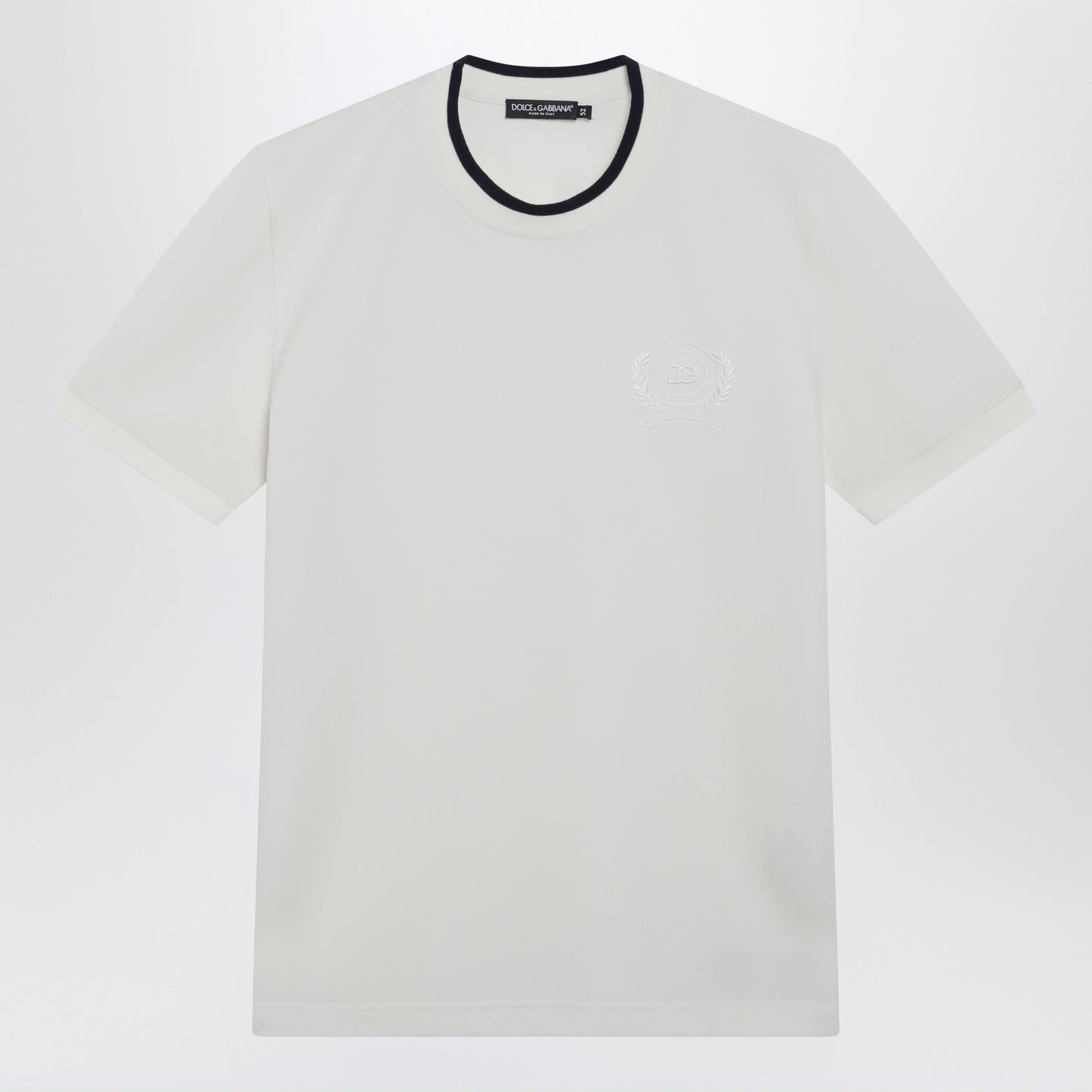 Dolce&Gabbana White Technical Pique Cotton T-Shirt With Embroidery Men DOLCE & GABBANA