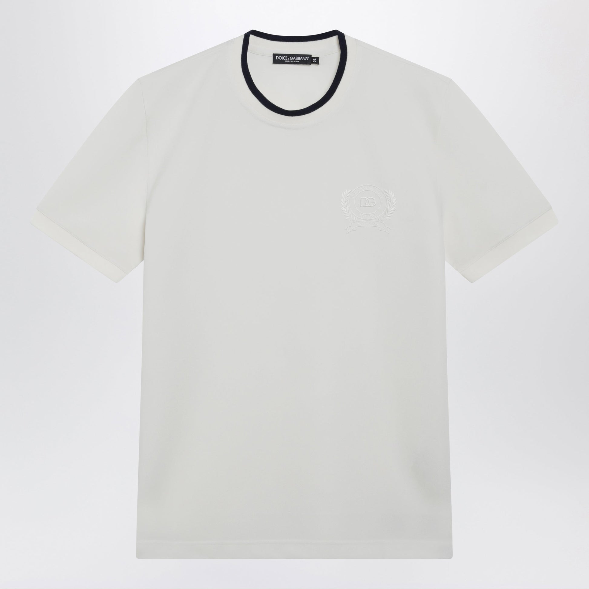 Dolce&Gabbana White Technical Pique Cotton T-Shirt With Embroidery Men DOLCE & GABBANA