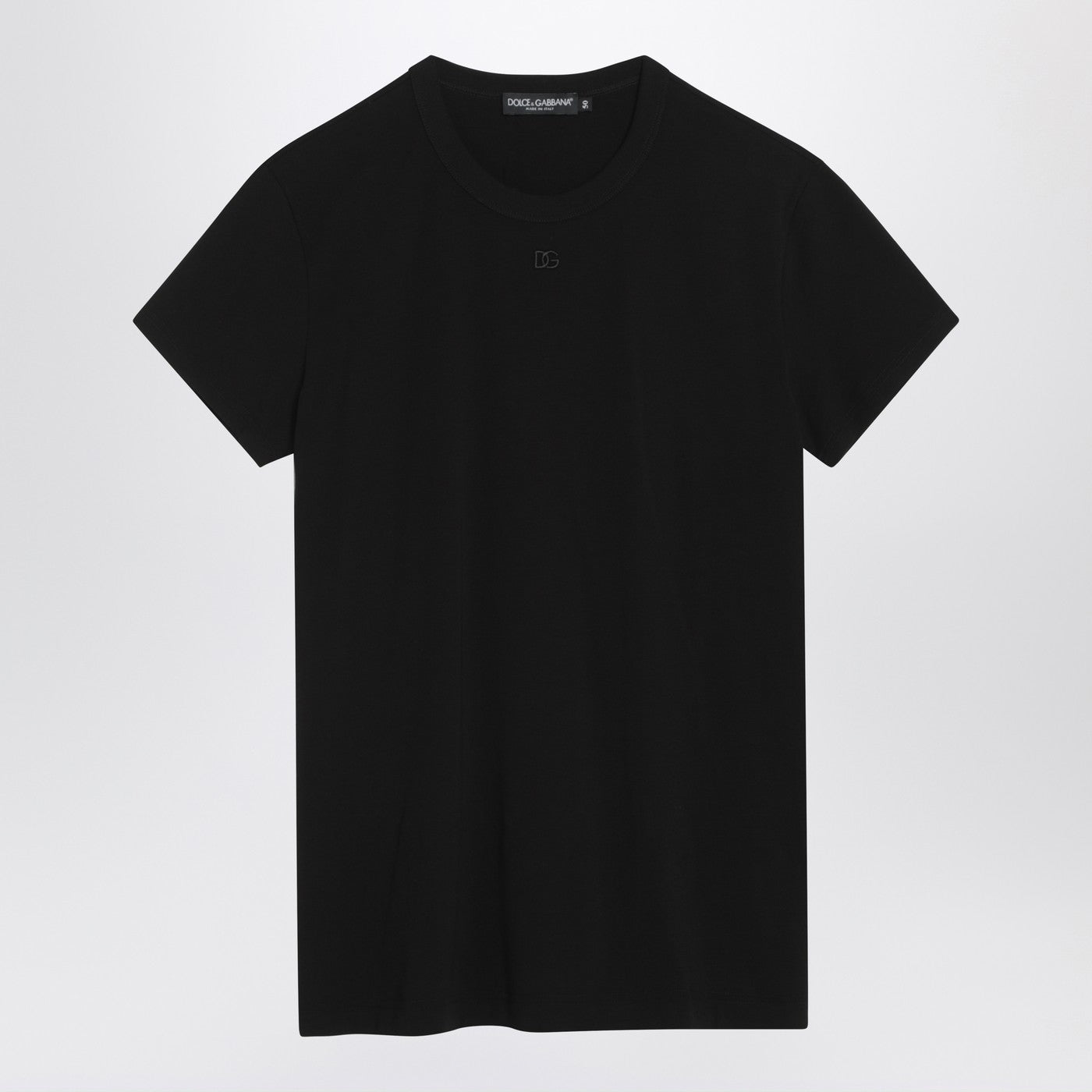 Dolce&Gabbana Black T-Shirt With Logo Embroidery Men DOLCE & GABBANA