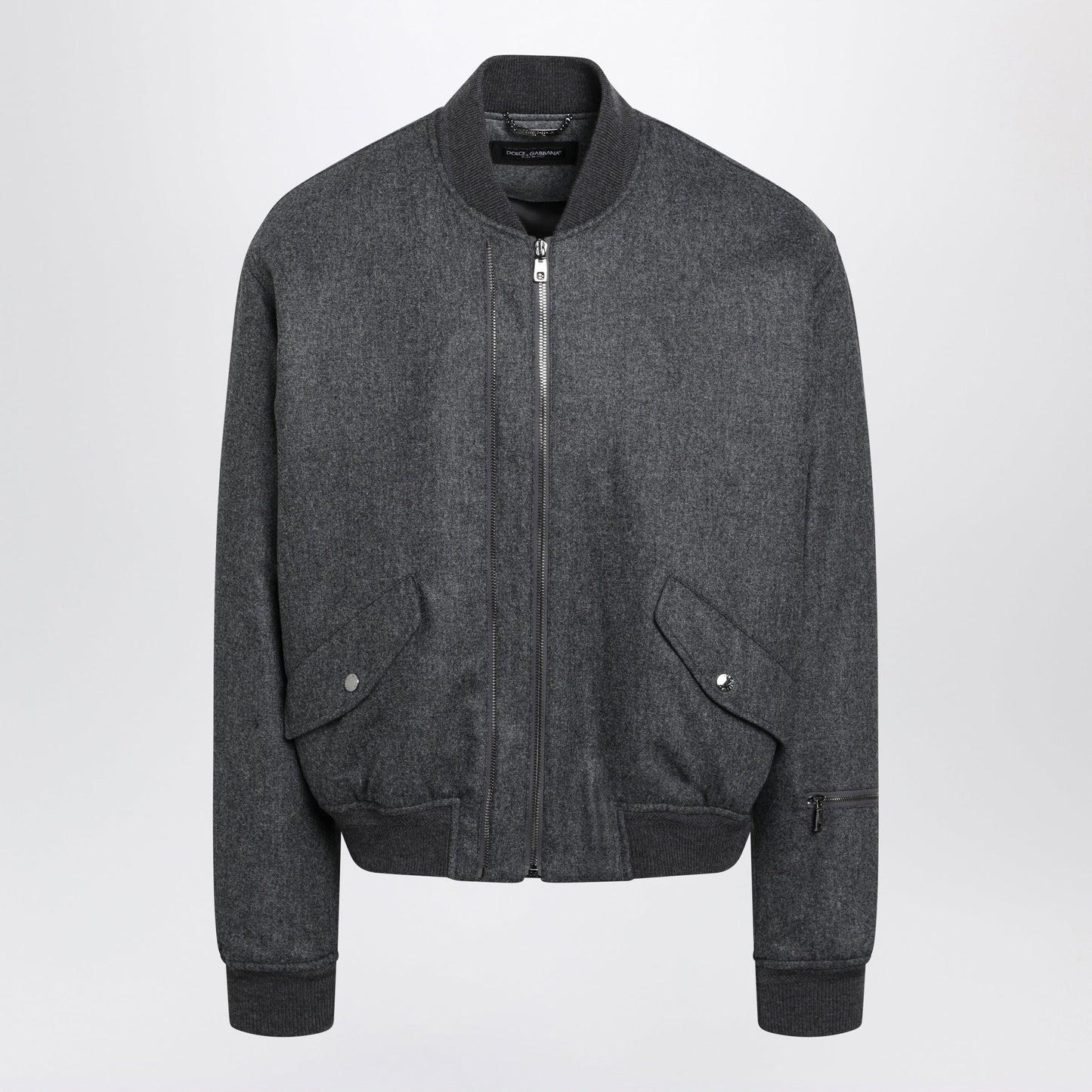 Dolce&Gabbana Grey Melange Zip-Up Bomber Jacket In Wool Men DOLCE & GABBANA
