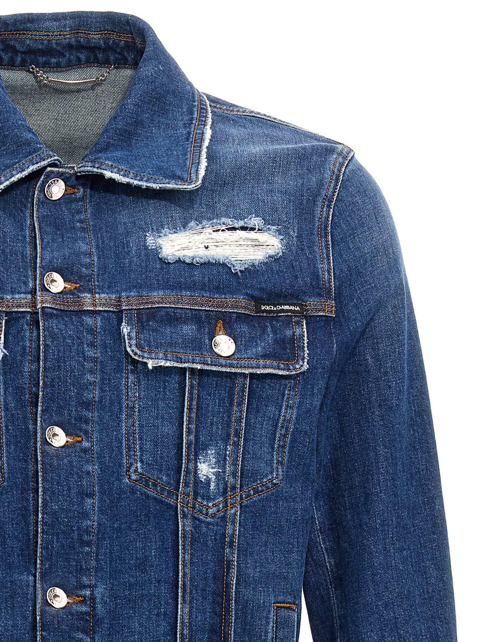 Dolce & Gabbana Men Denim Jacket With Used Effect DOLCE & GABBANA