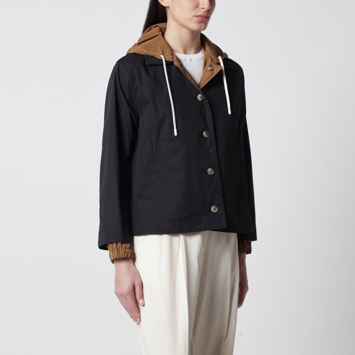 Herno Reversible Jacket Blue/Caramel In Cotton Gabardine Women HERNO