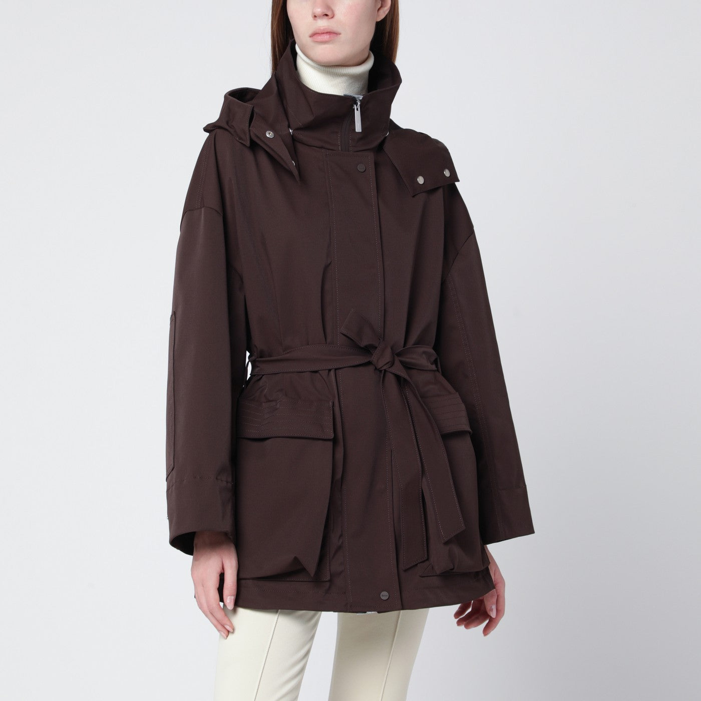 Herno Short Laminar Coffee-Colored Parka Women HERNO