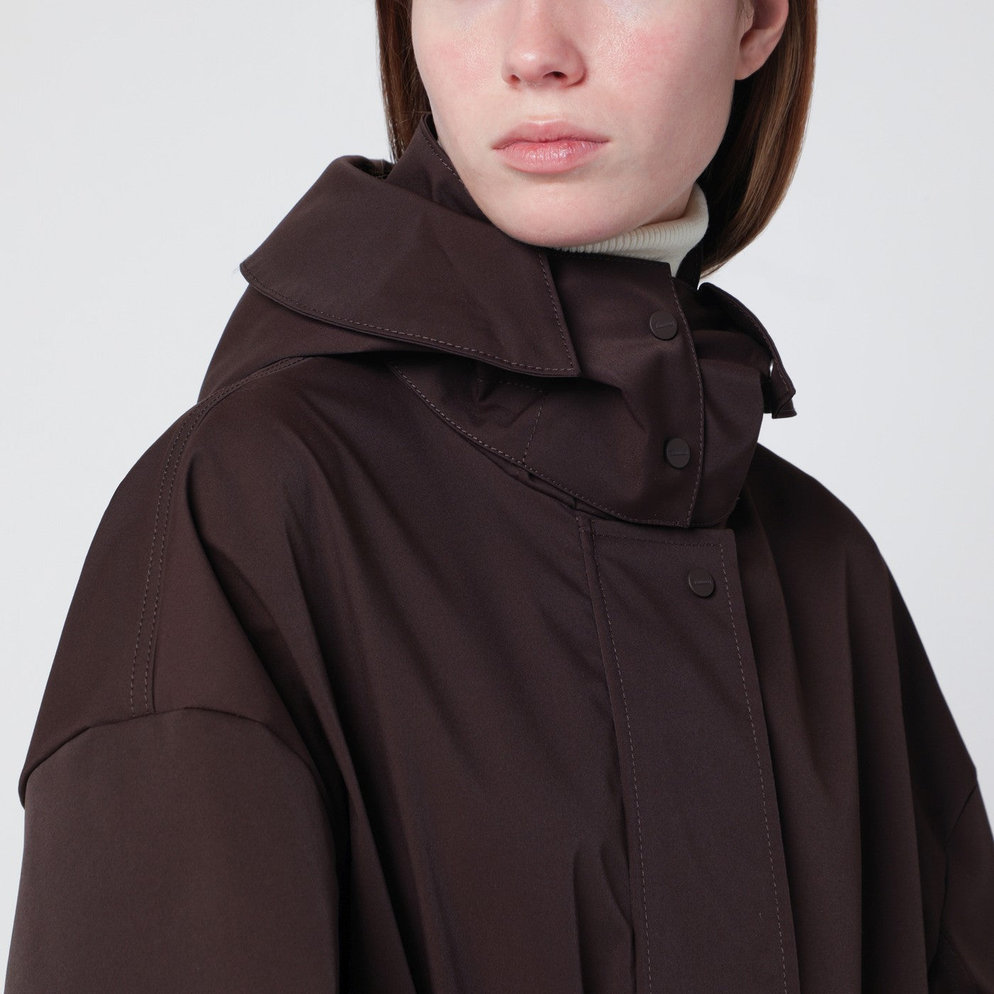 Herno Short Laminar Coffee-Colored Parka Women HERNO