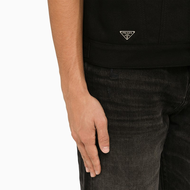 Prada Men Black Denim Waistcoat PRADA