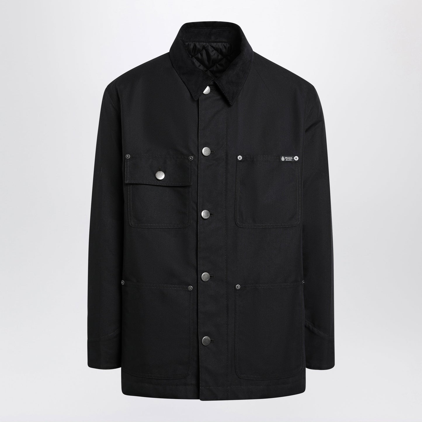 Prada Black Jacket With Corduroy Collar Men PRADA