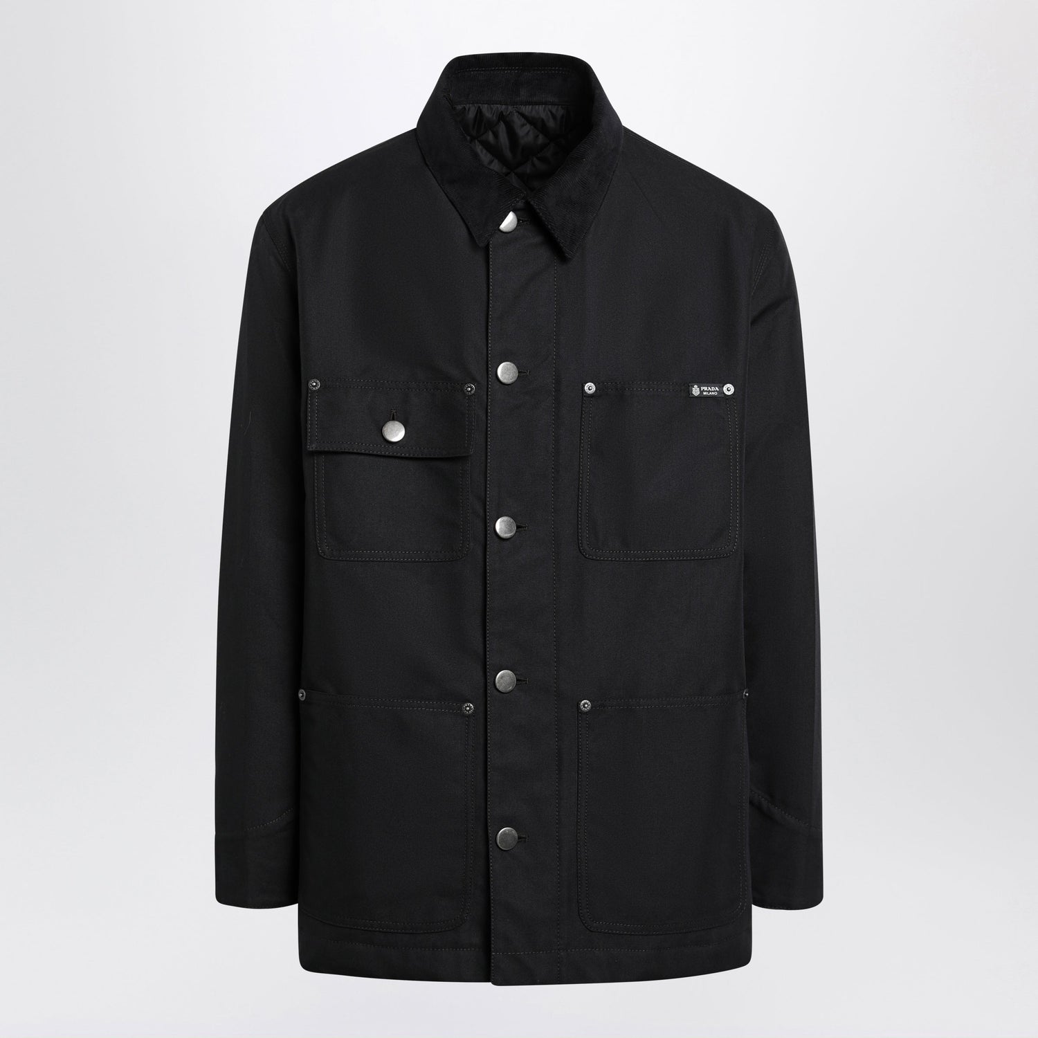 Prada Black Jacket With Corduroy Collar Men PRADA