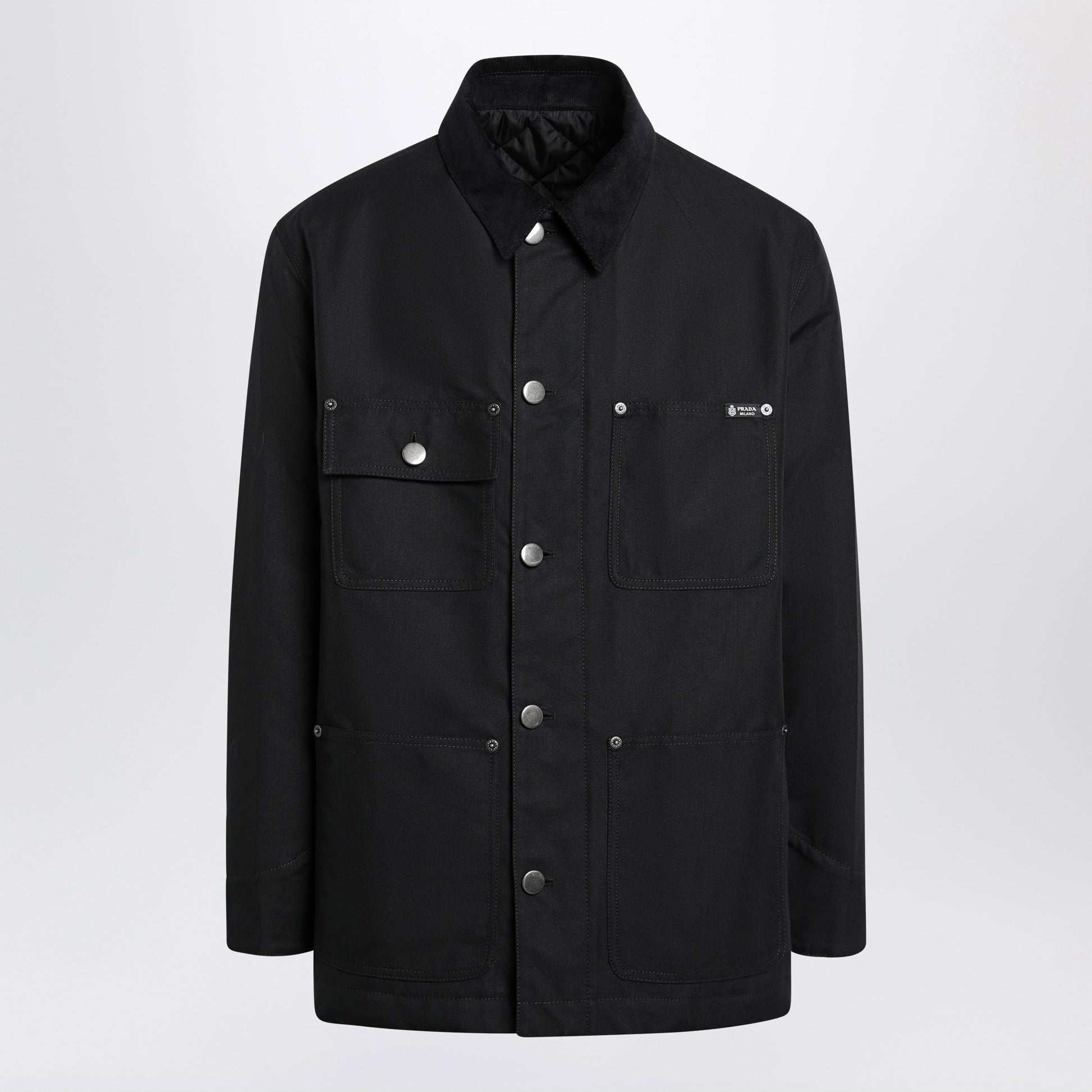 Prada Black Jacket With Corduroy Collar Men PRADA