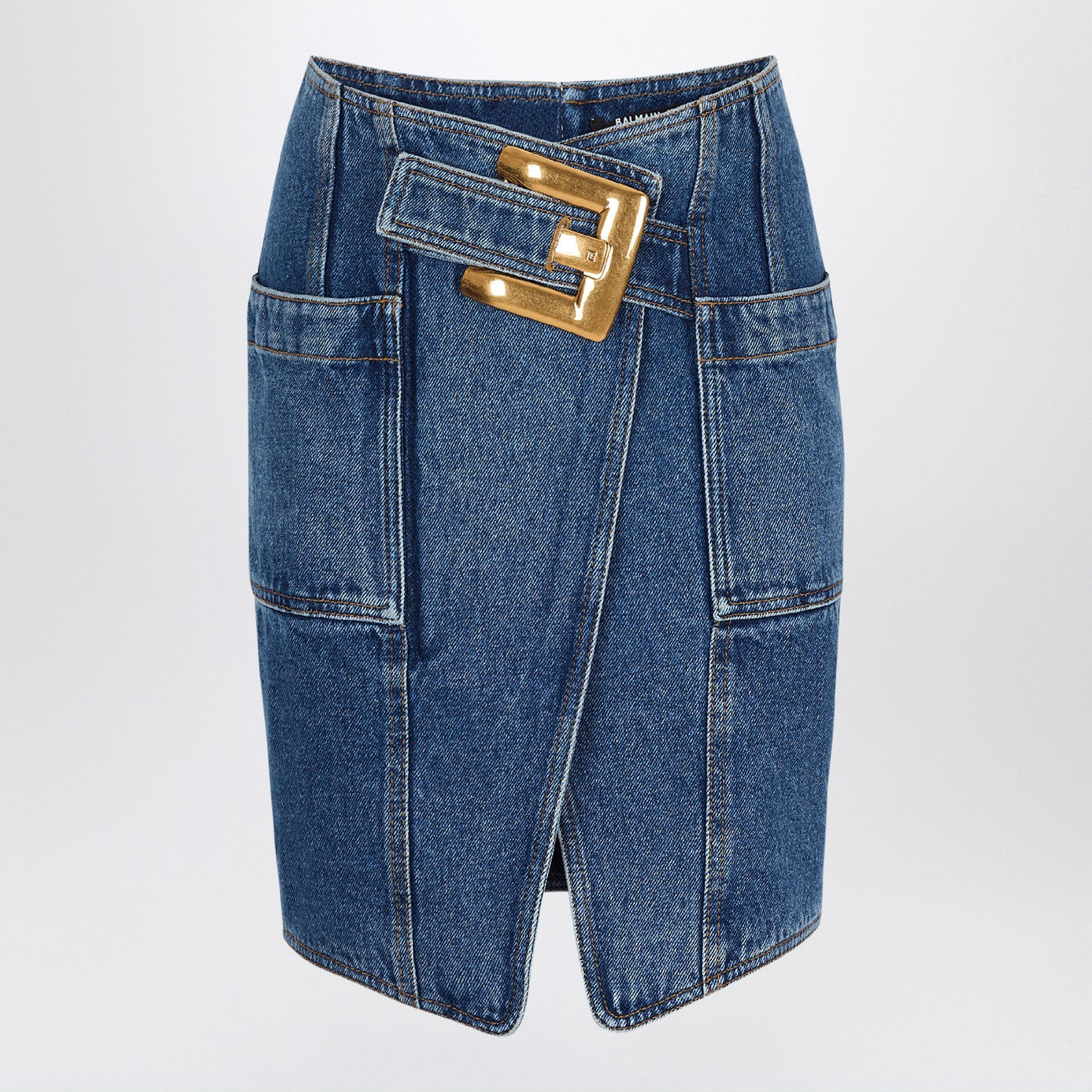 Balmain Denim Skirt With Belt Women BALMAIN