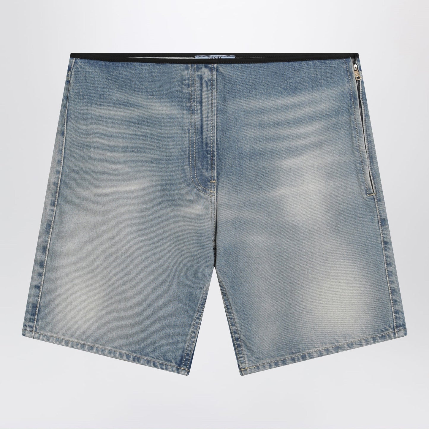 Prada Blue Shorts With A Washed Effect Women PRADA