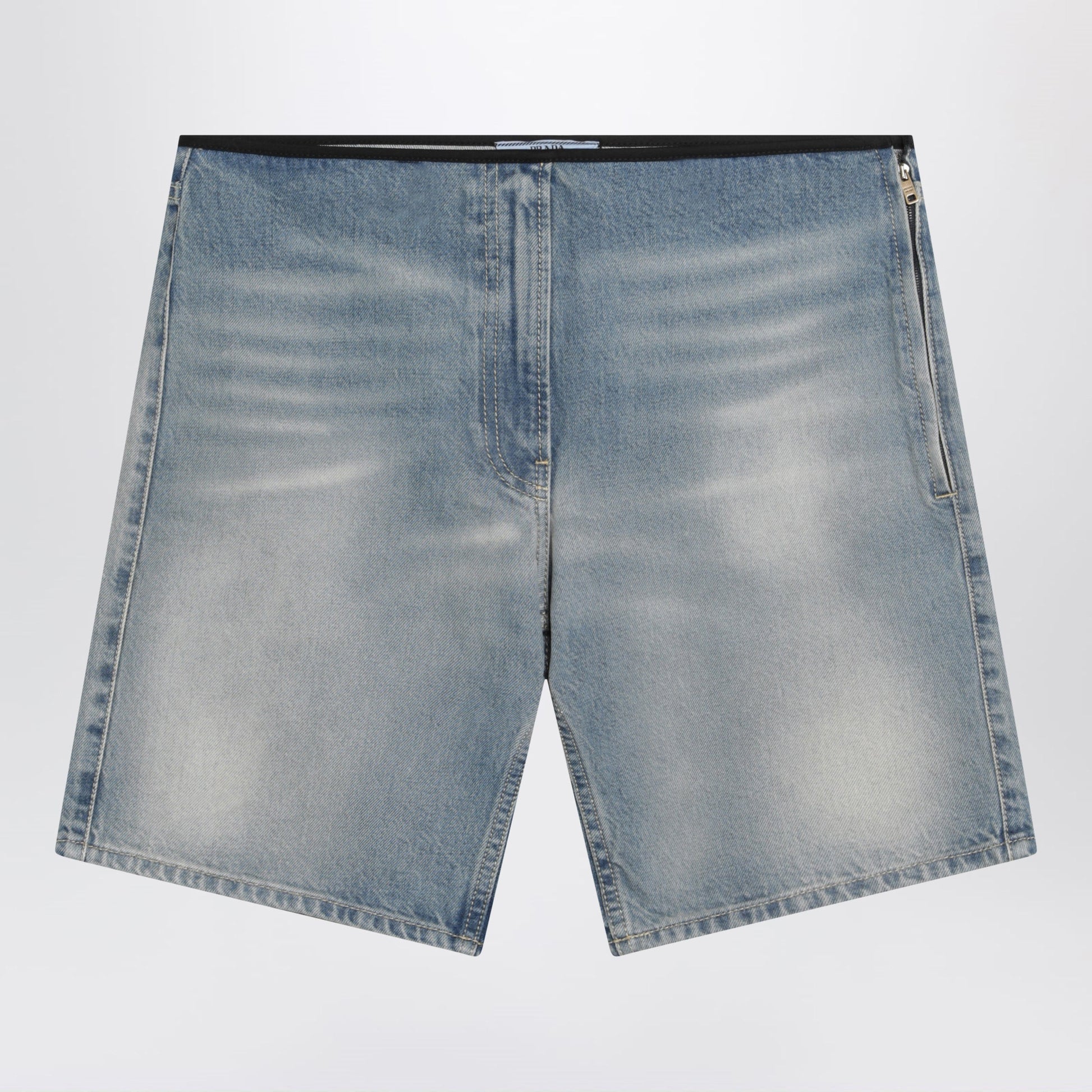 Prada Blue Shorts With A Washed Effect Women PRADA