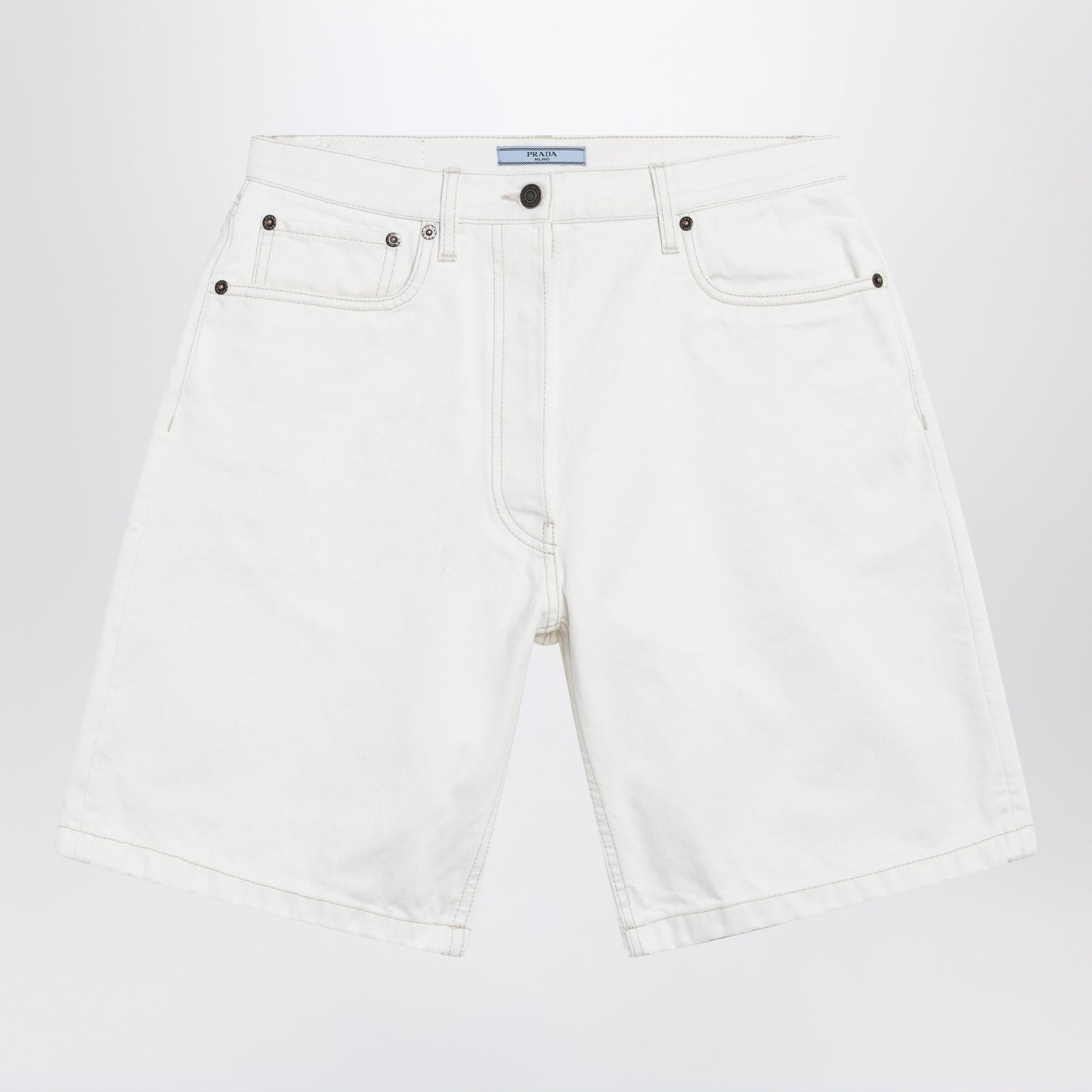Prada White Old Denim Bermuda Shorts Women PRADA