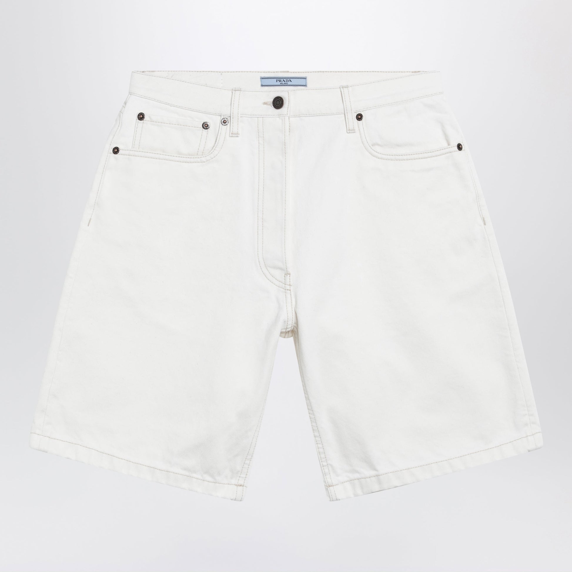 Prada White Old Denim Bermuda Shorts Women PRADA