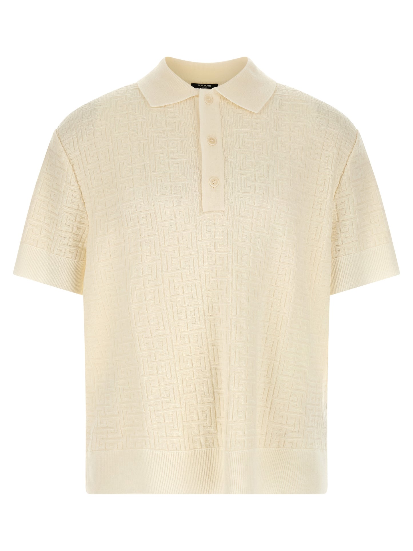 Balmain Men Monogram Jacquard Polo Shirt BALMAIN
