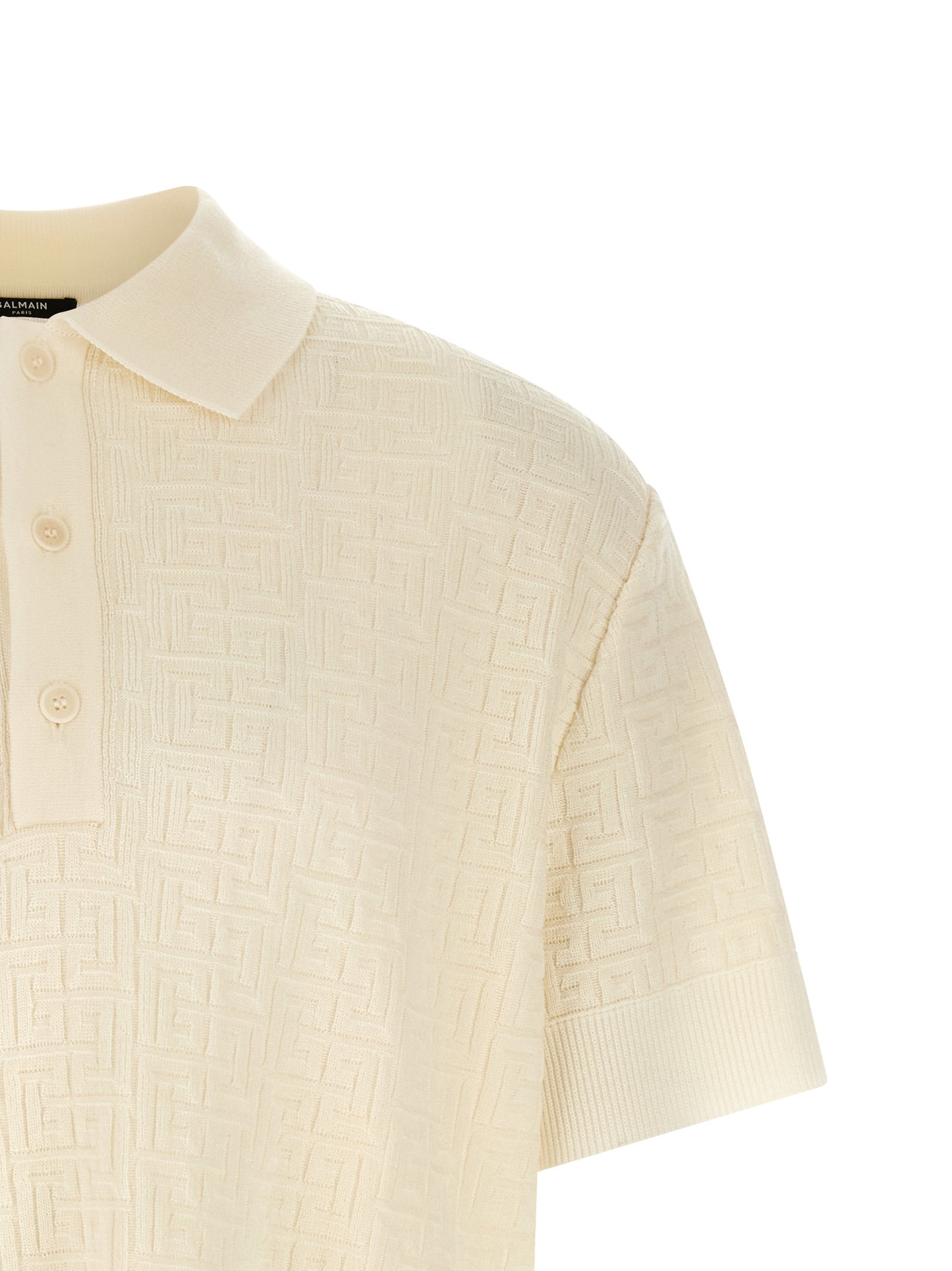 Balmain Men Monogram Jacquard Polo Shirt BALMAIN