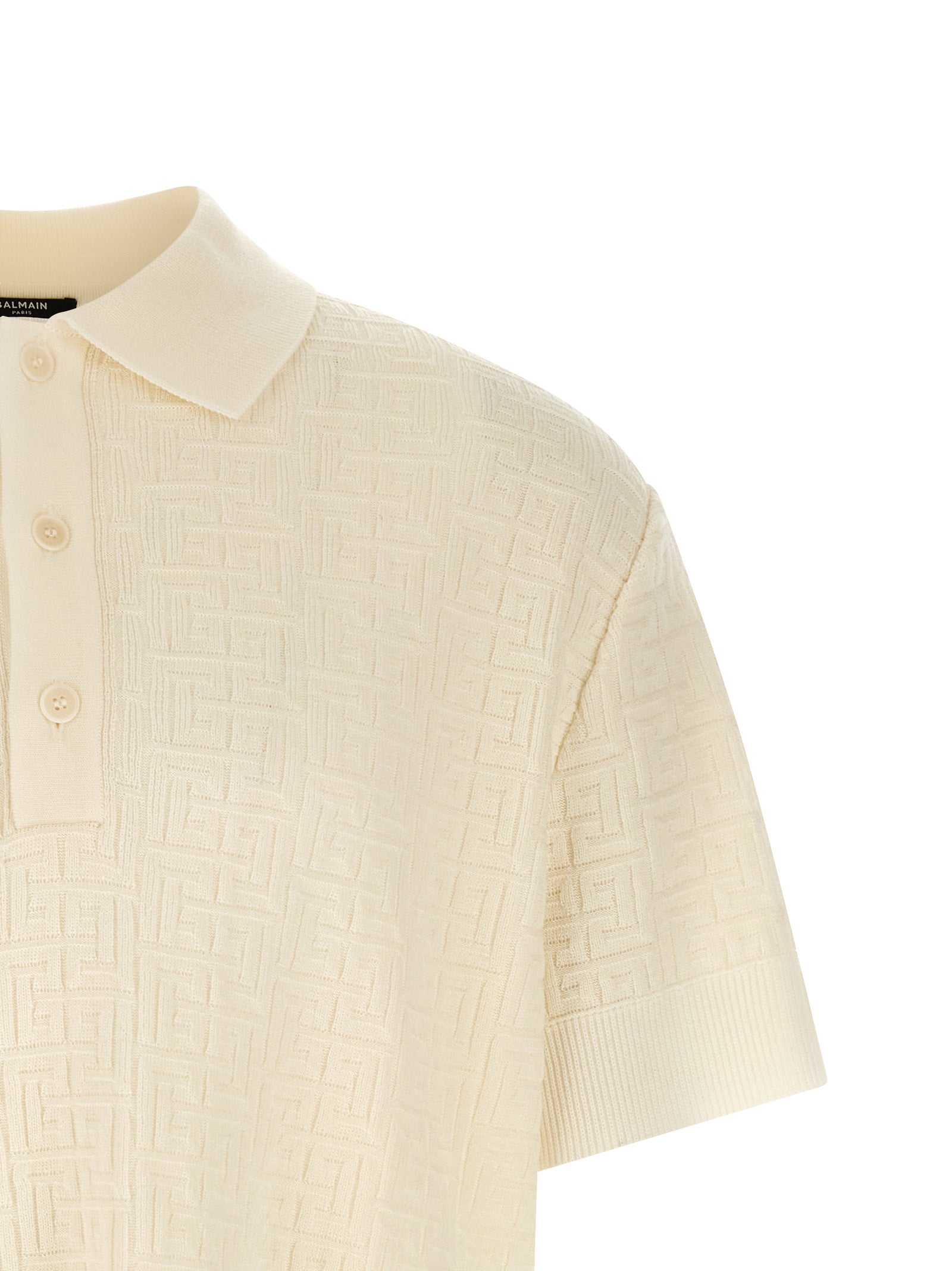 Balmain Men Monogram Jacquard Polo Shirt BALMAIN