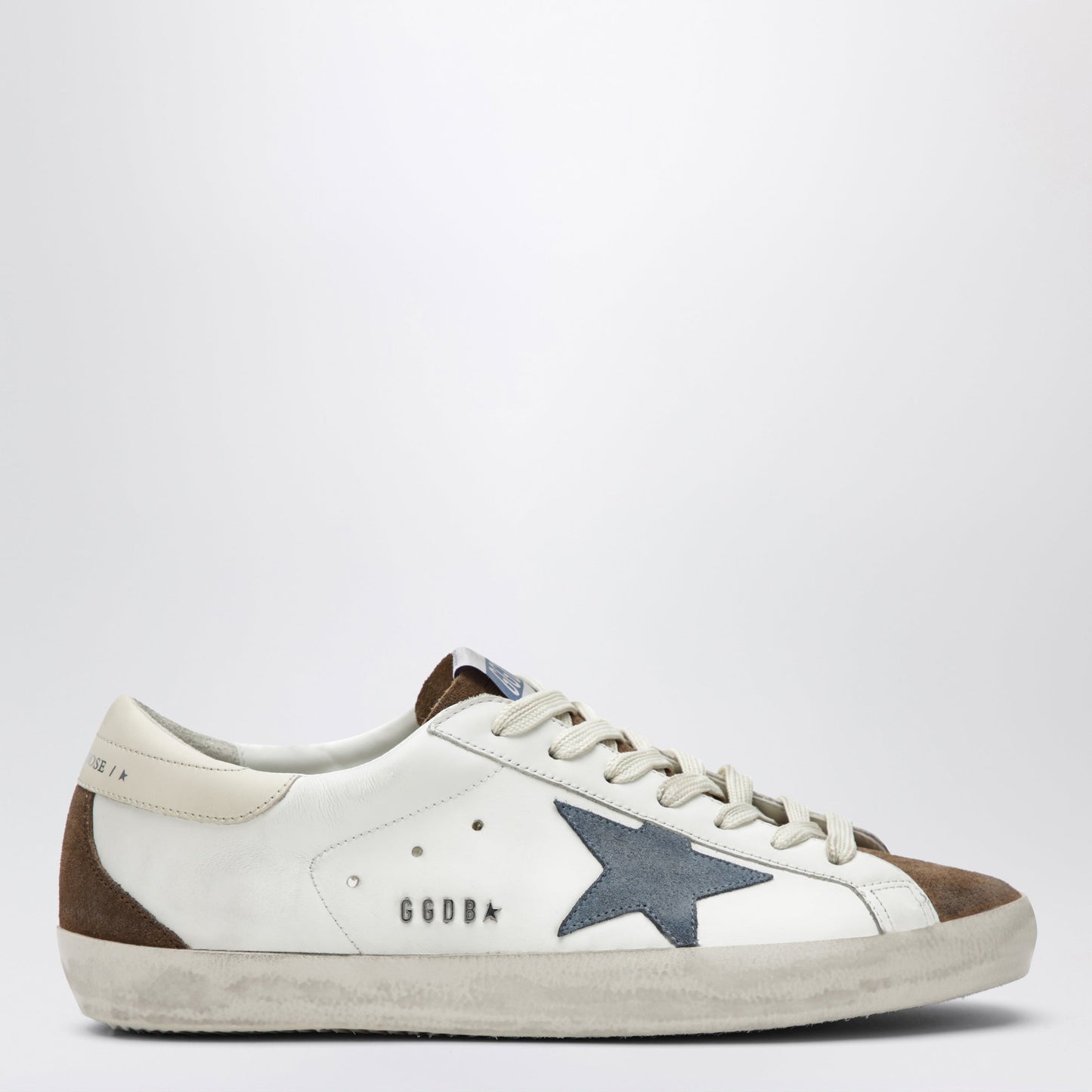 Golden Goose Golden Goose Super-Star Sneakers In White/Brown/Denim Blue/Cream Men GOLDEN GOOSE