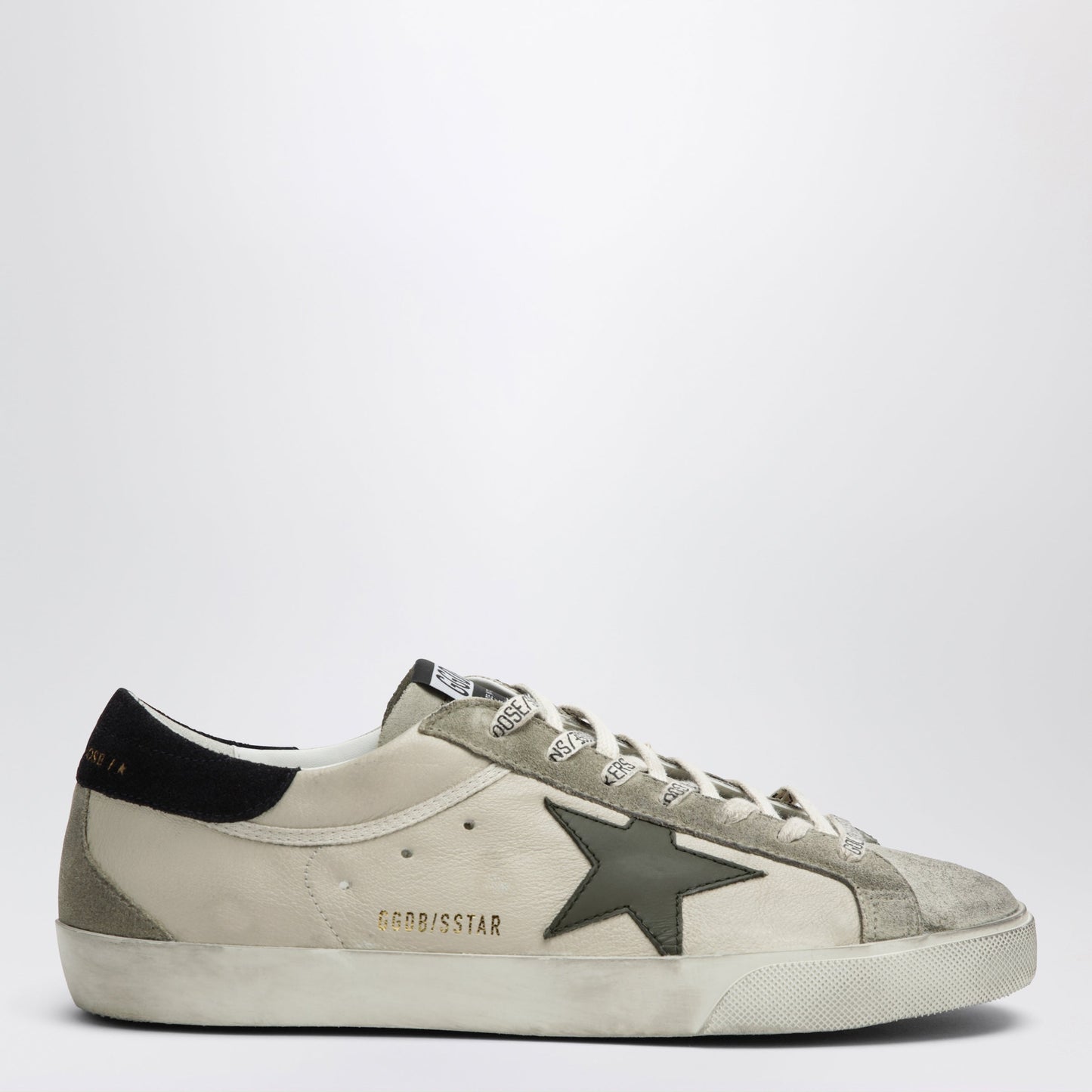 Golden Goose Super-Star Sneakers In Cream/Olive Green/Blue Men GOLDEN GOOSE