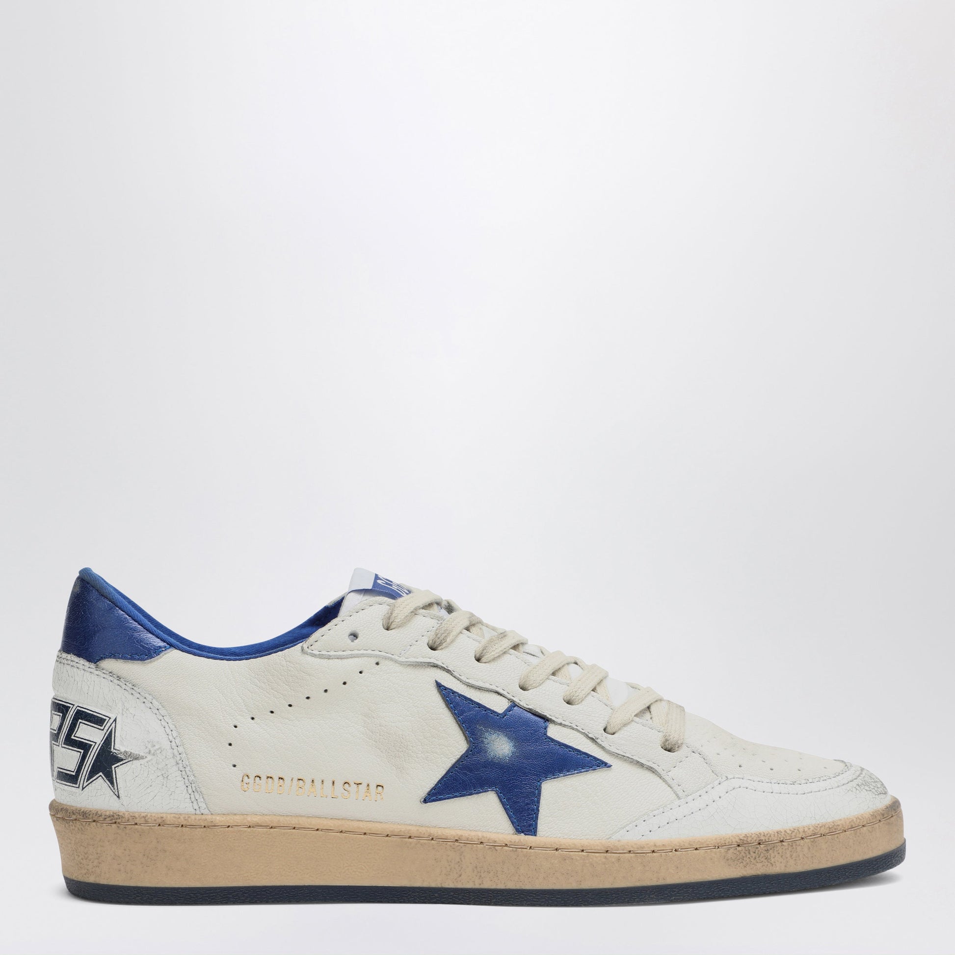 Golden Goose White/Metallic Blue Ballstar Sneakers Men GOLDEN GOOSE