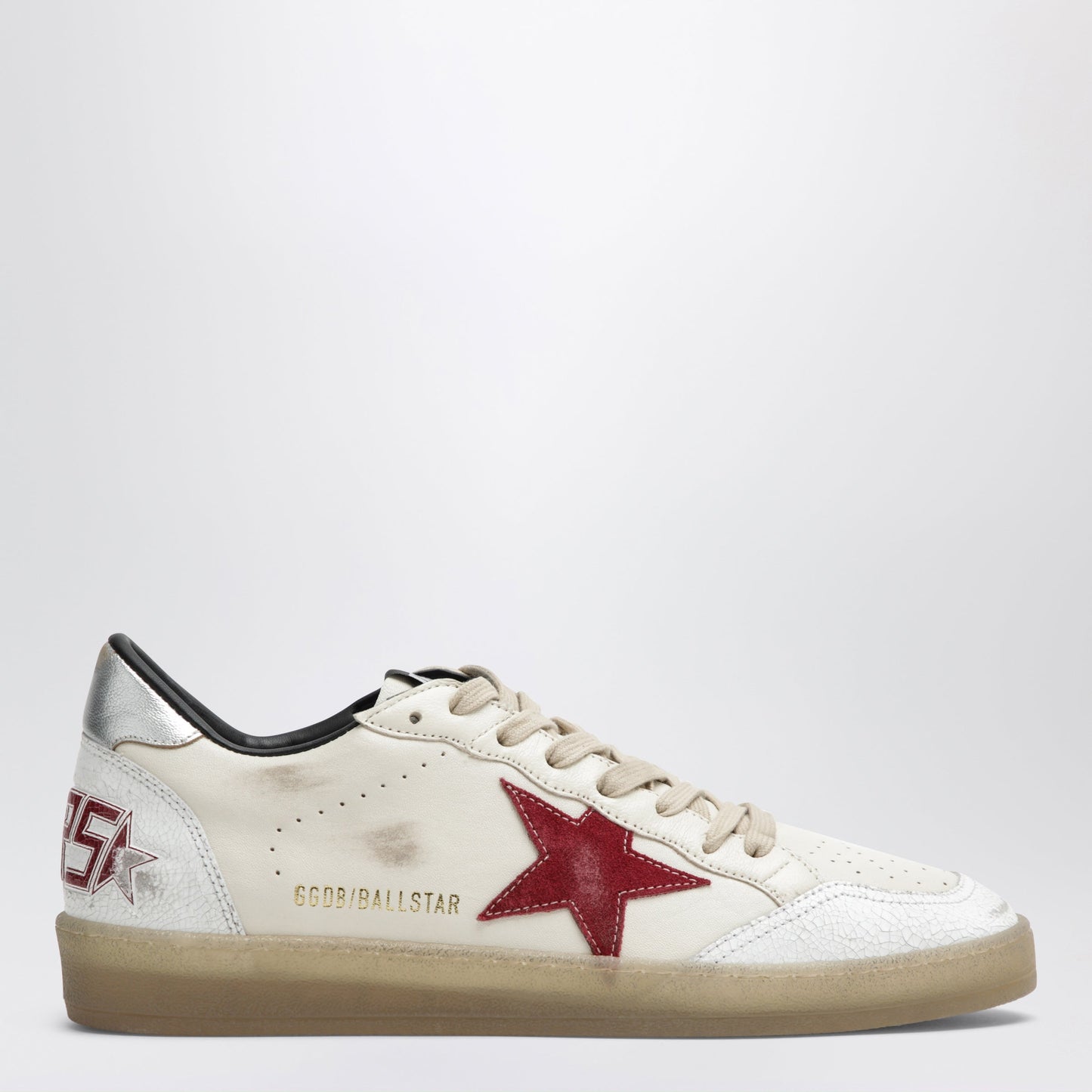Golden Goose Ball Star Sneakers In Butter Beige/White/Red Men GOLDEN GOOSE