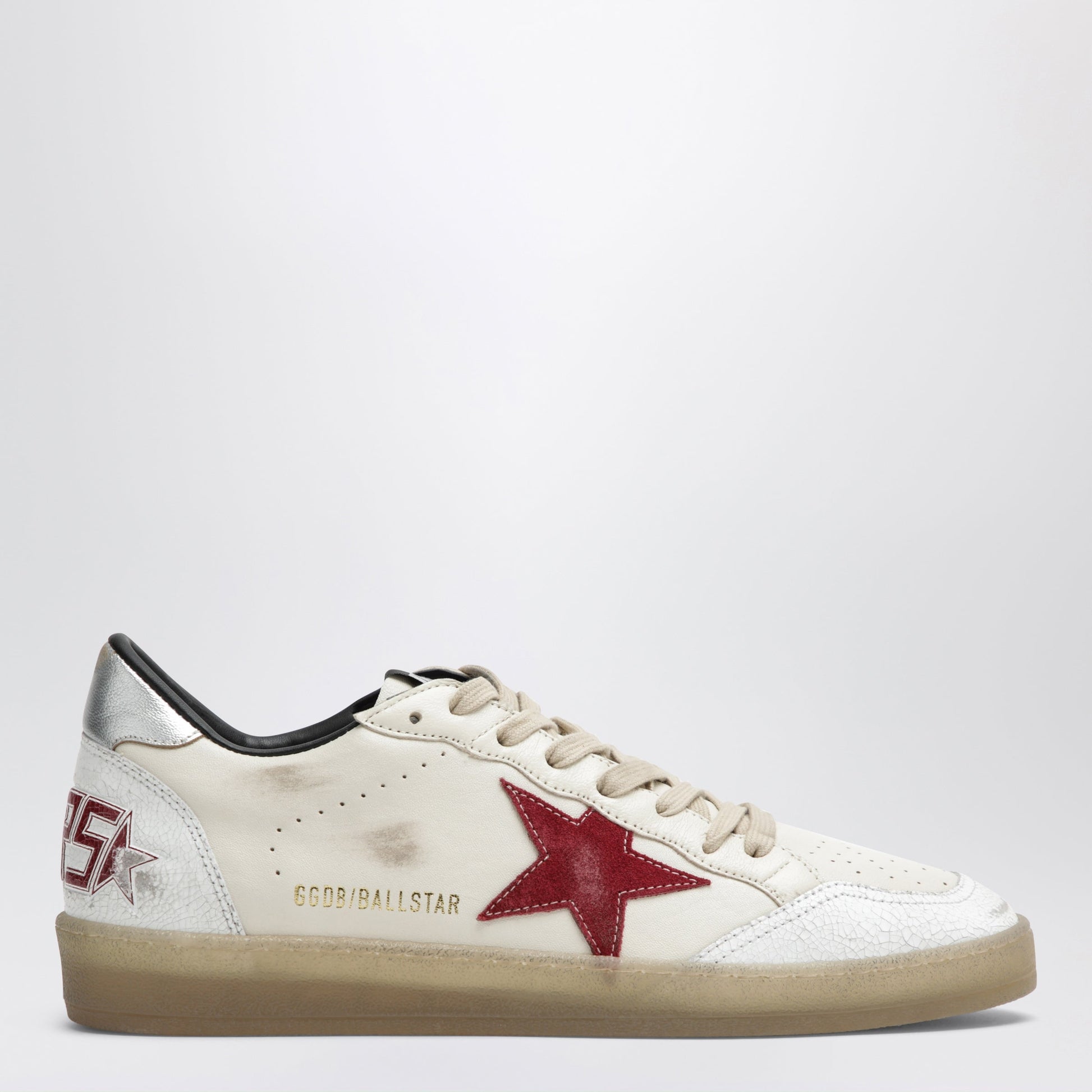 Golden Goose Ball Star Sneakers In Butter Beige/White/Red Men GOLDEN GOOSE