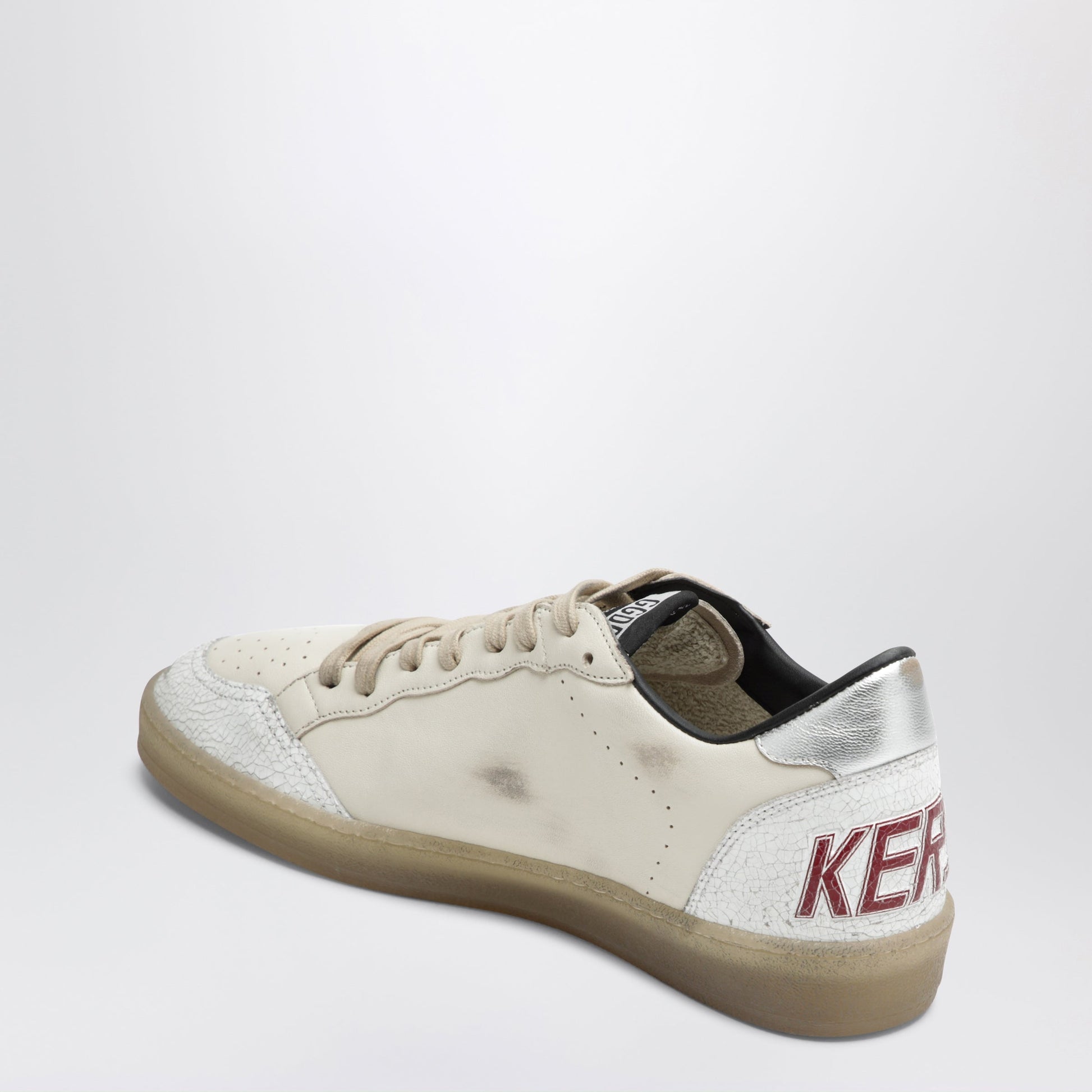 Golden Goose Ball Star Sneakers In Butter Beige/White/Red Men GOLDEN GOOSE