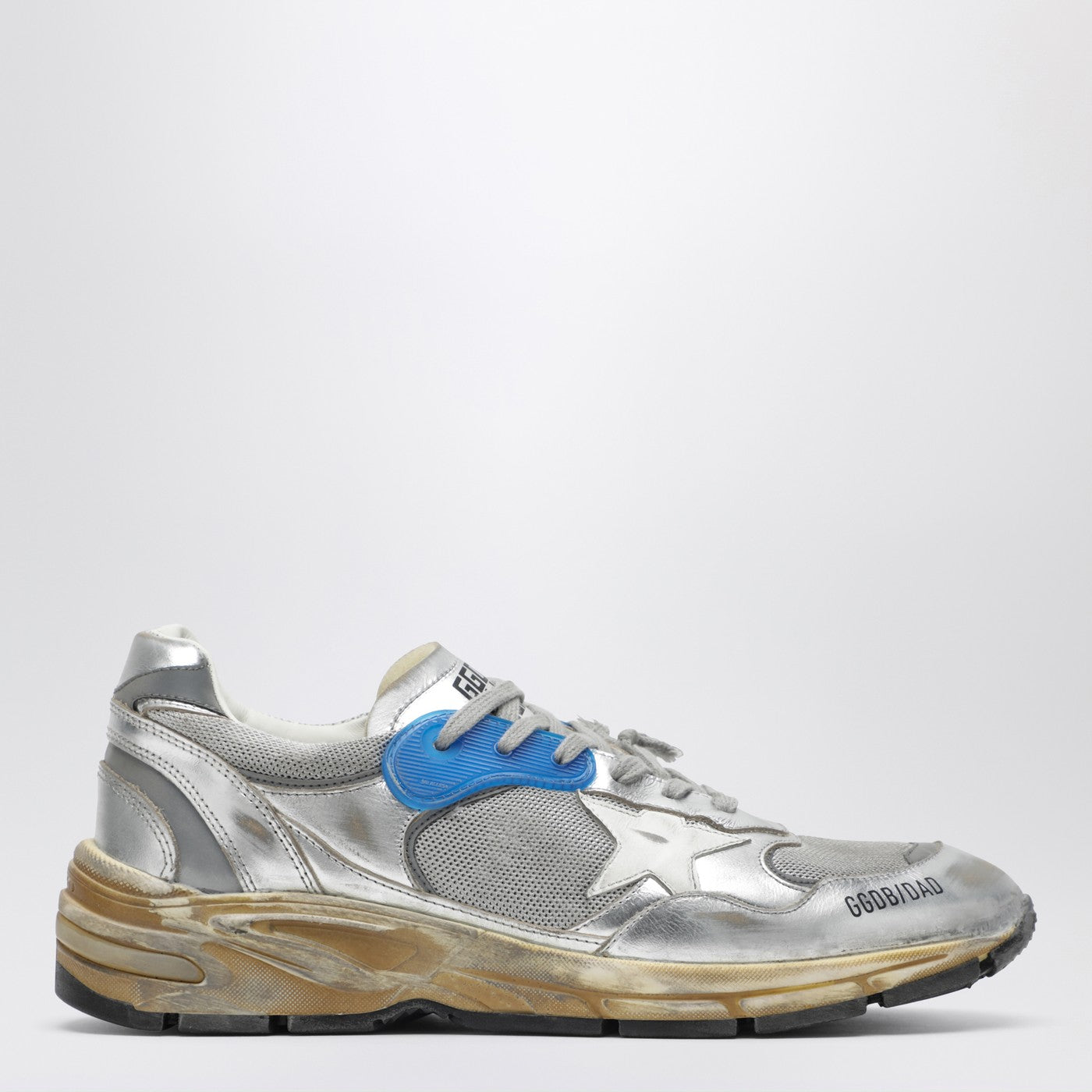 Golden Goose Dad-Star Sneakers In Silver Laminated Leather And Mesh Men GOLDEN GOOSE