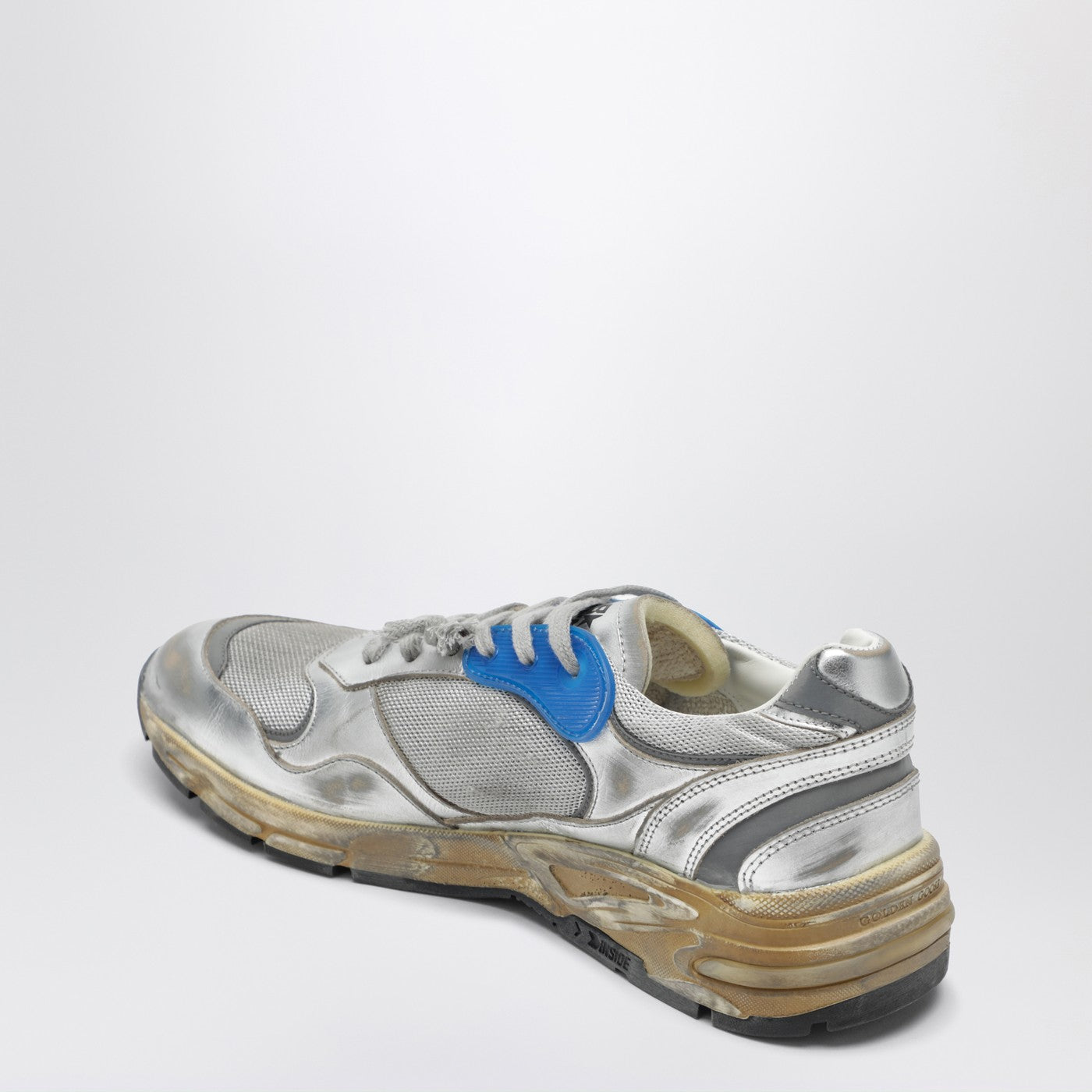 Golden Goose Dad-Star Sneakers In Silver Laminated Leather And Mesh Men GOLDEN GOOSE
