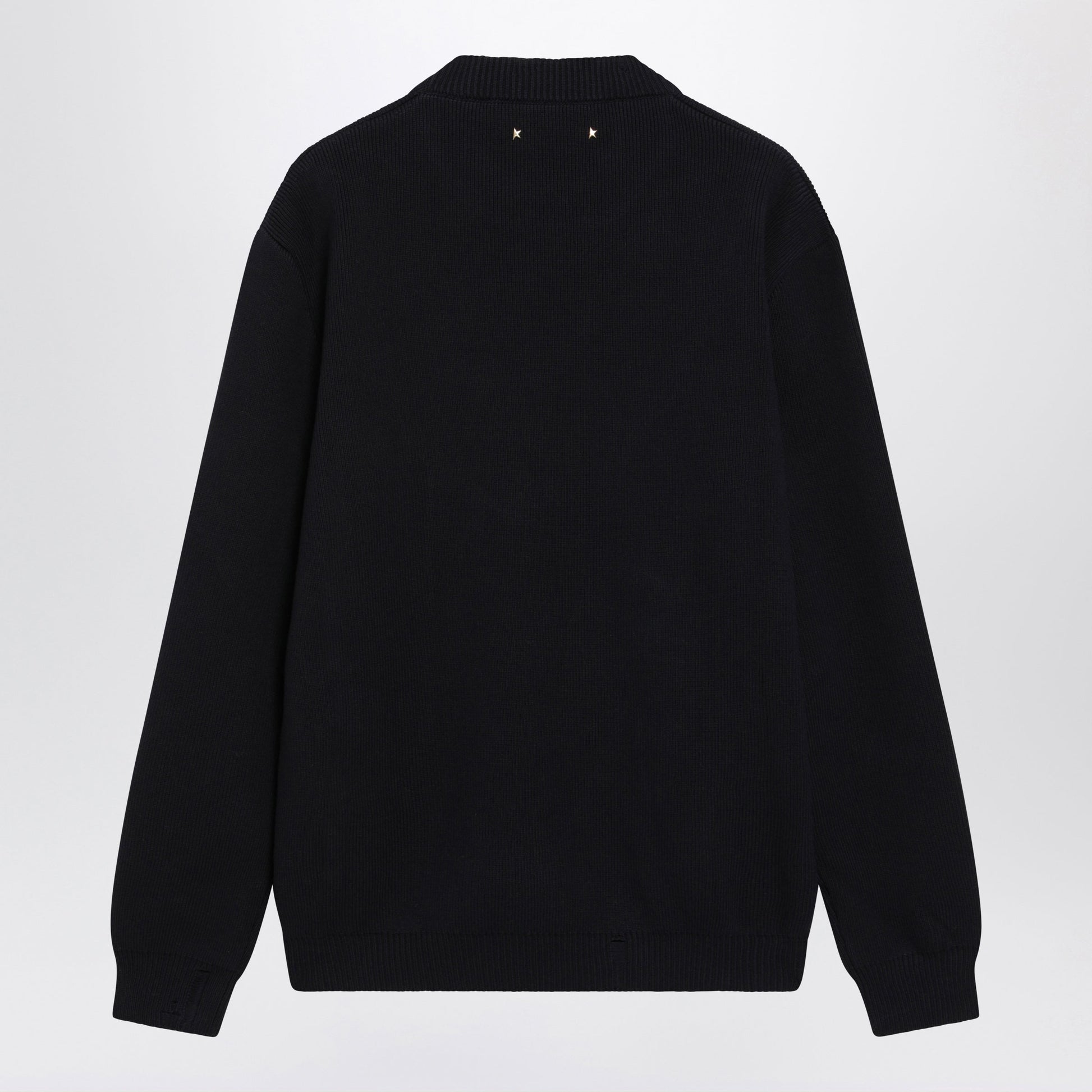 Golden Goose Dark Blue Cotton-Blend Sweater With Distressed Effect Men GOLDEN GOOSE