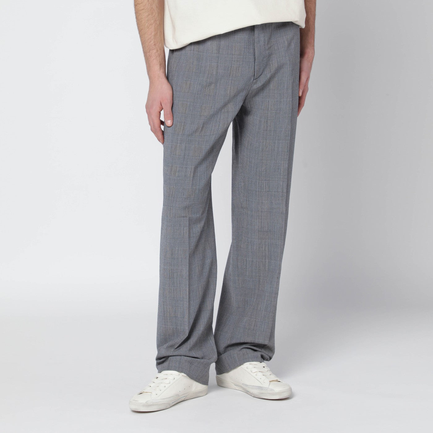 Golden Goose Grey Prince Of Wales Trousers Men GOLDEN GOOSE