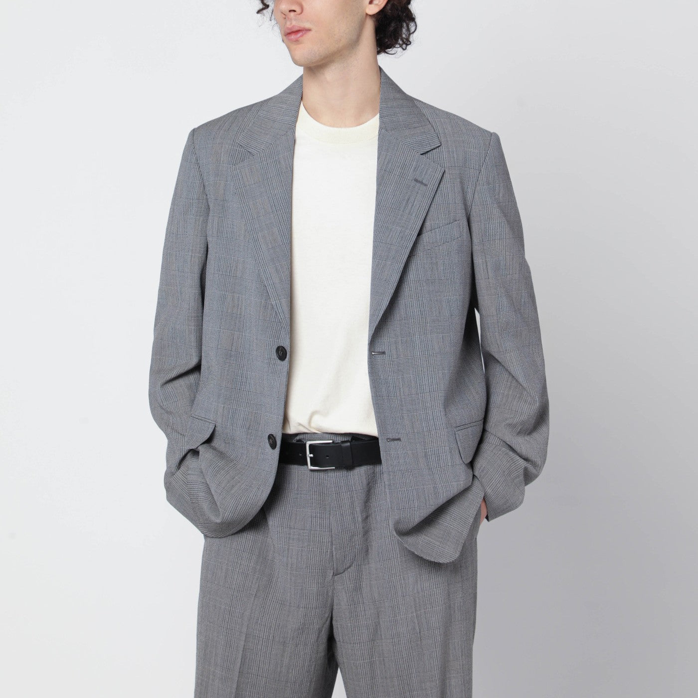 Golden Goose Grey Single-Breasted Prince Of Wales Jacket Men GOLDEN GOOSE