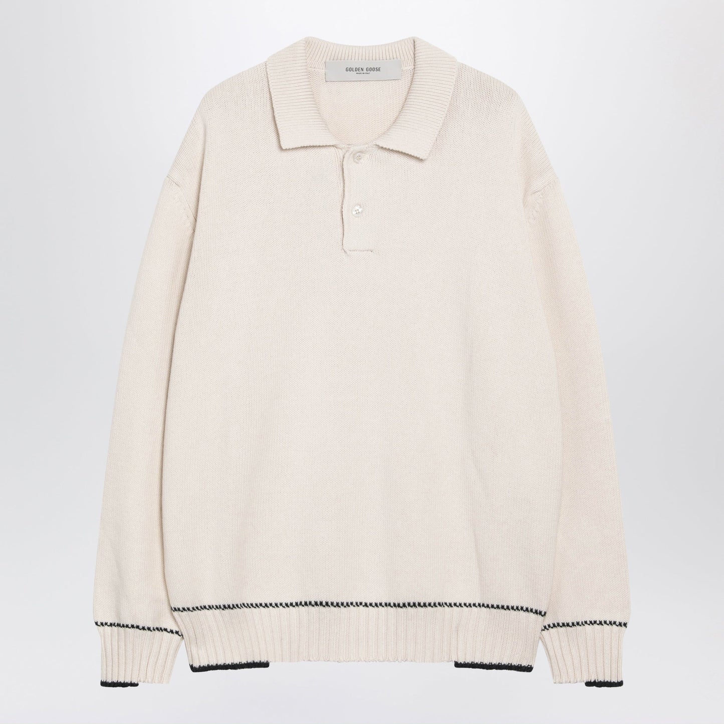 Golden Goose Polo Rindley With Logo Print In Cotton Blend, Heritage White Men GOLDEN GOOSE