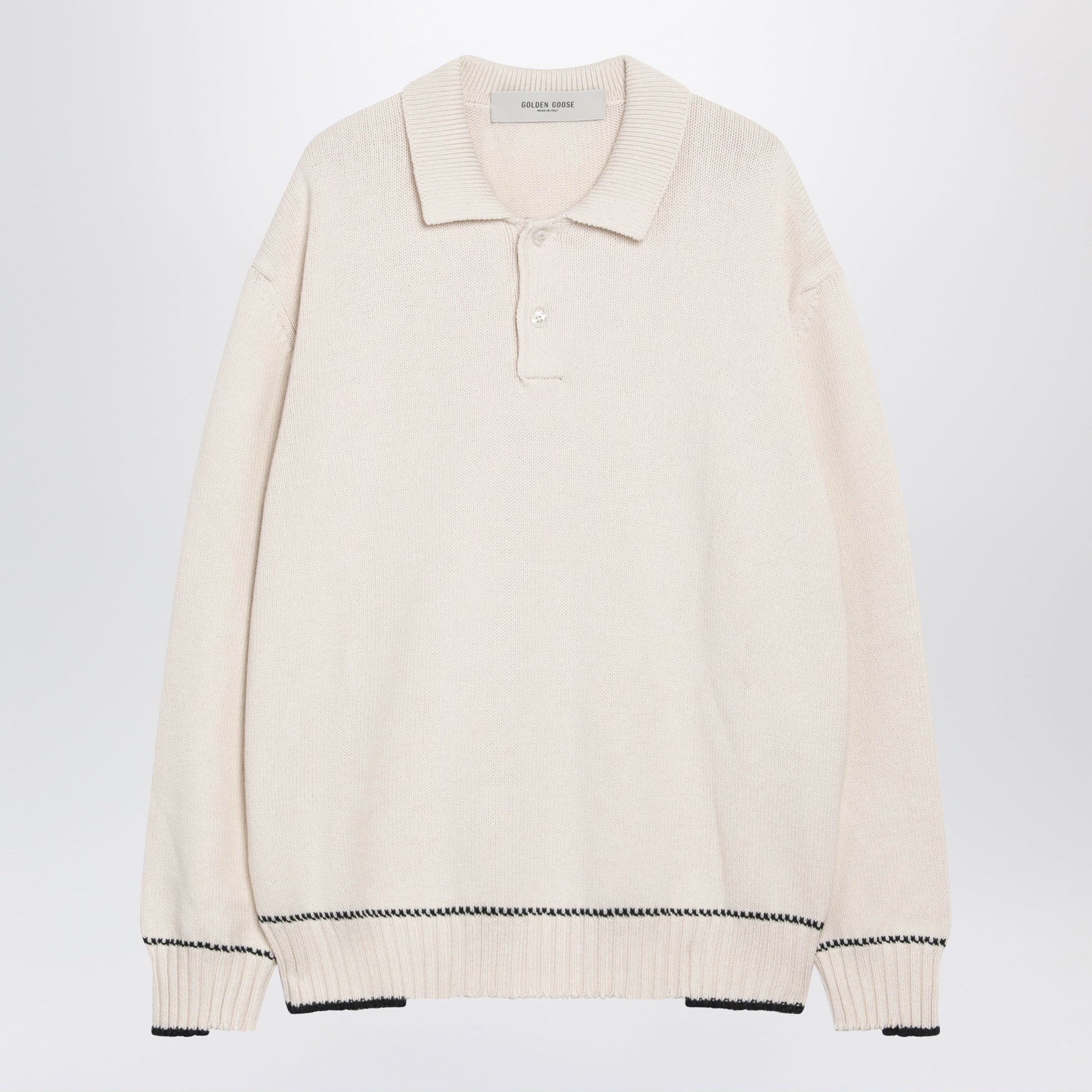 Golden Goose Polo Rindley With Logo Print In Cotton Blend, Heritage White Men GOLDEN GOOSE