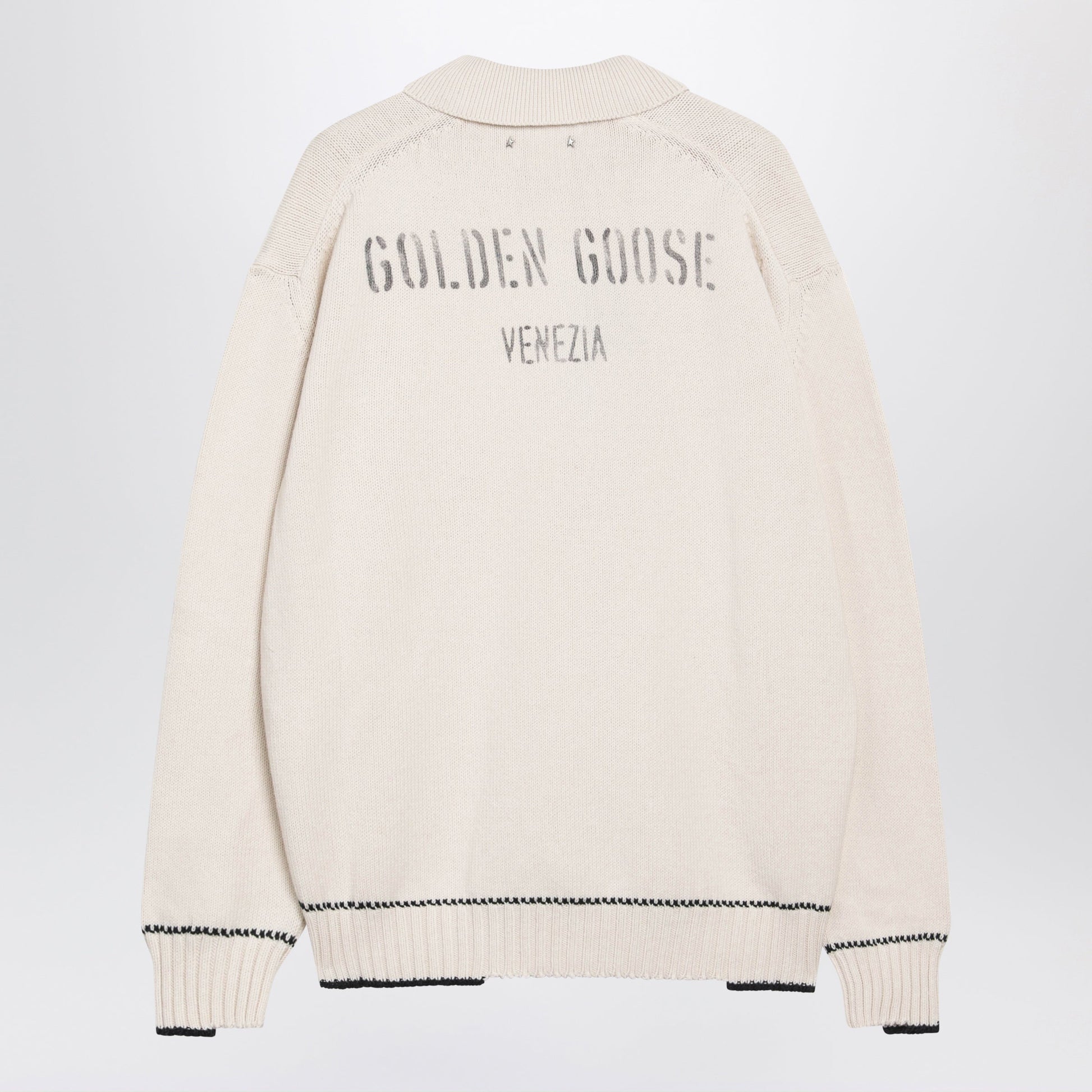 Golden Goose Polo Rindley With Logo Print In Cotton Blend, Heritage White Men GOLDEN GOOSE