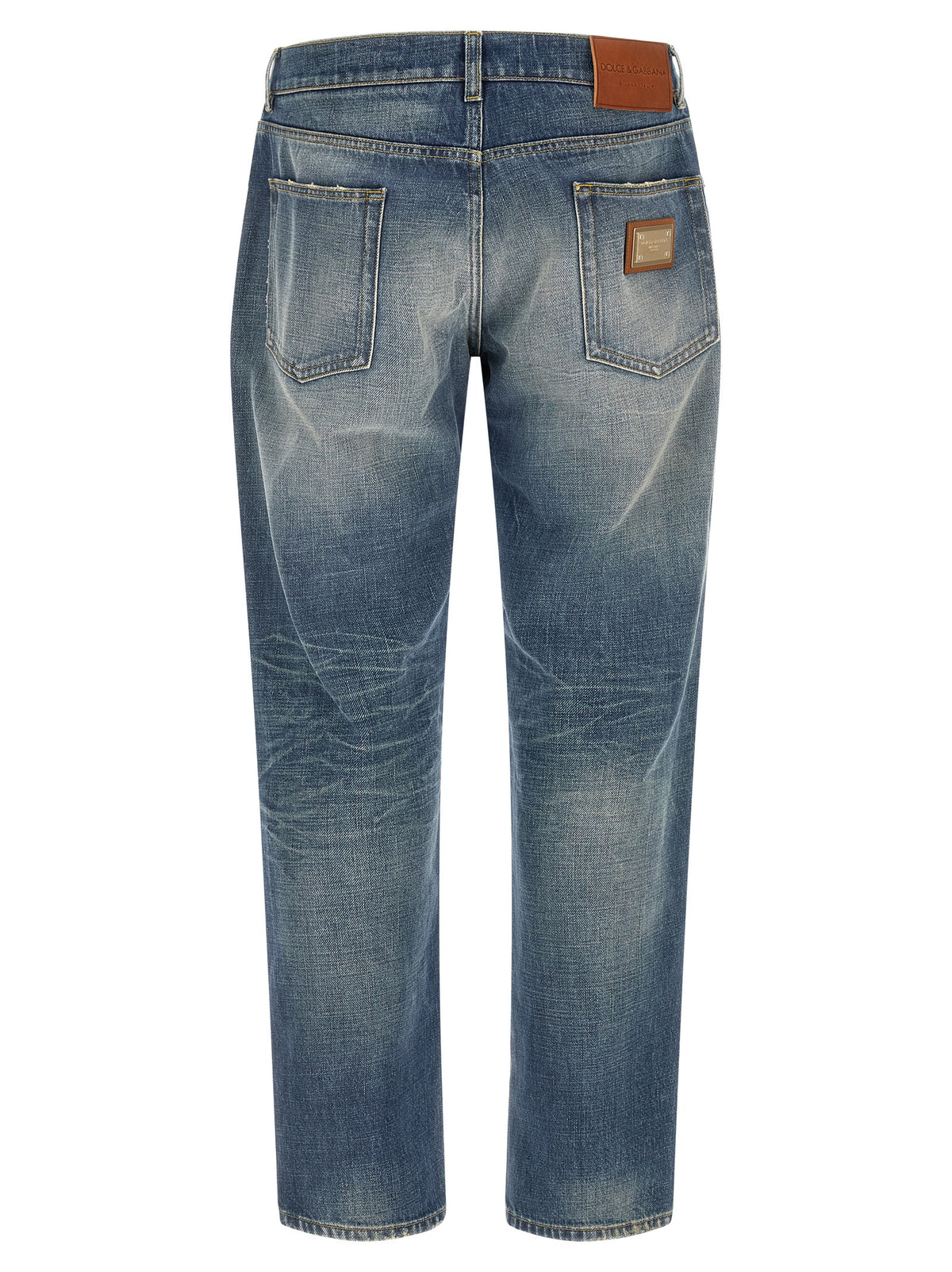 Dolce & Gabbana Men Destroyed Logo Plaque Jeans DOLCE & GABBANA