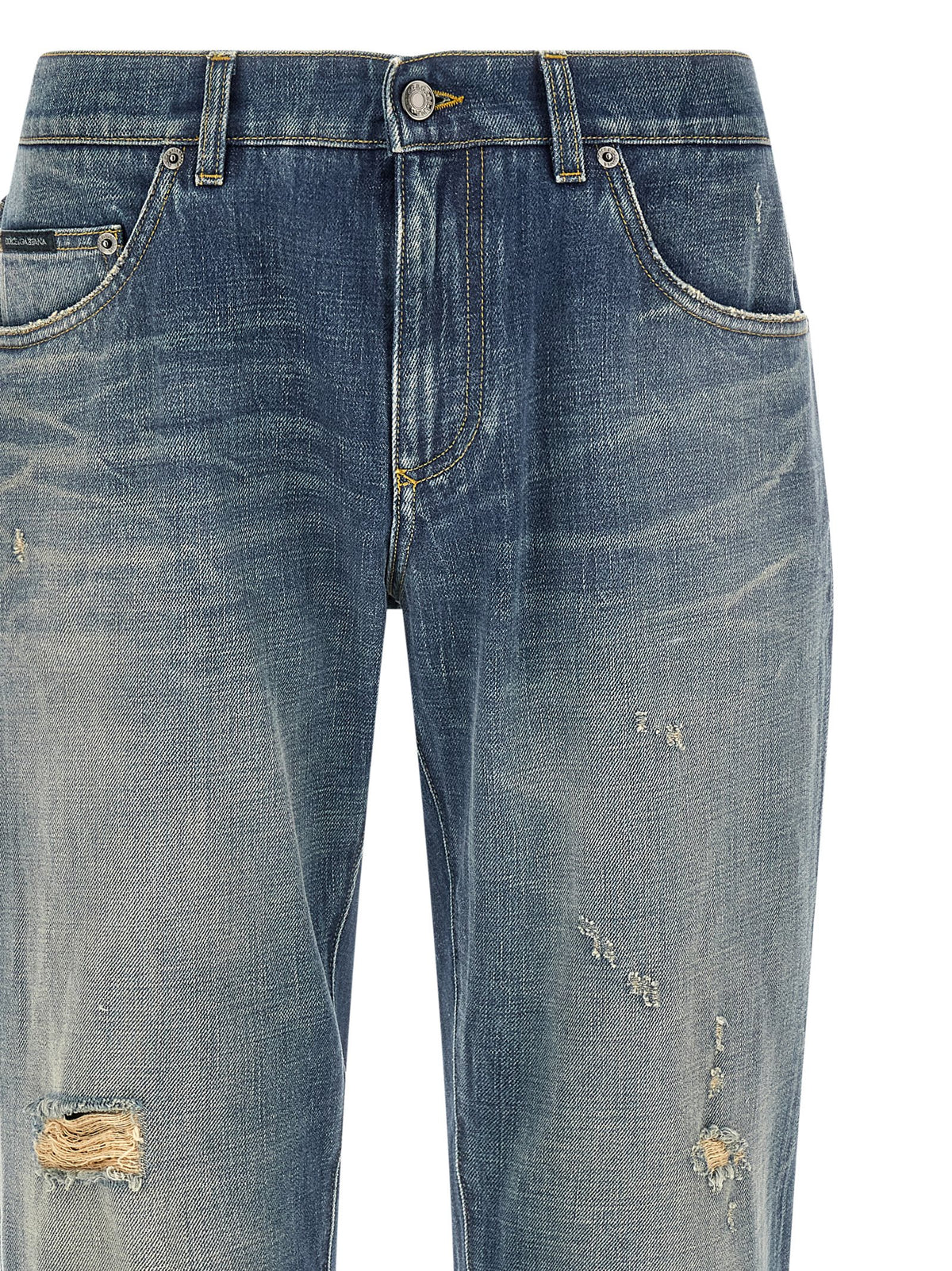 Dolce & Gabbana Men Destroyed Logo Plaque Jeans DOLCE & GABBANA
